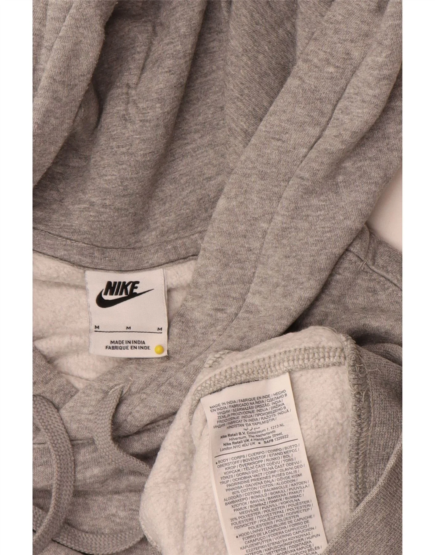 Nike Mens Hoodie Jumper Medium Grey Flecked Cotton - Image 3