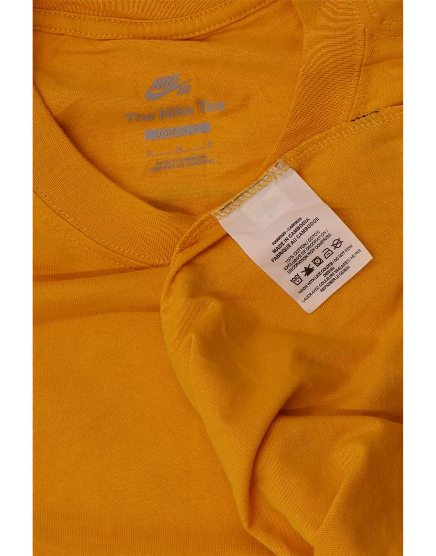 Nike Mens Loose Fit Graphic T-Shirt Top Medium Yellow Floral Cotton - Image 3