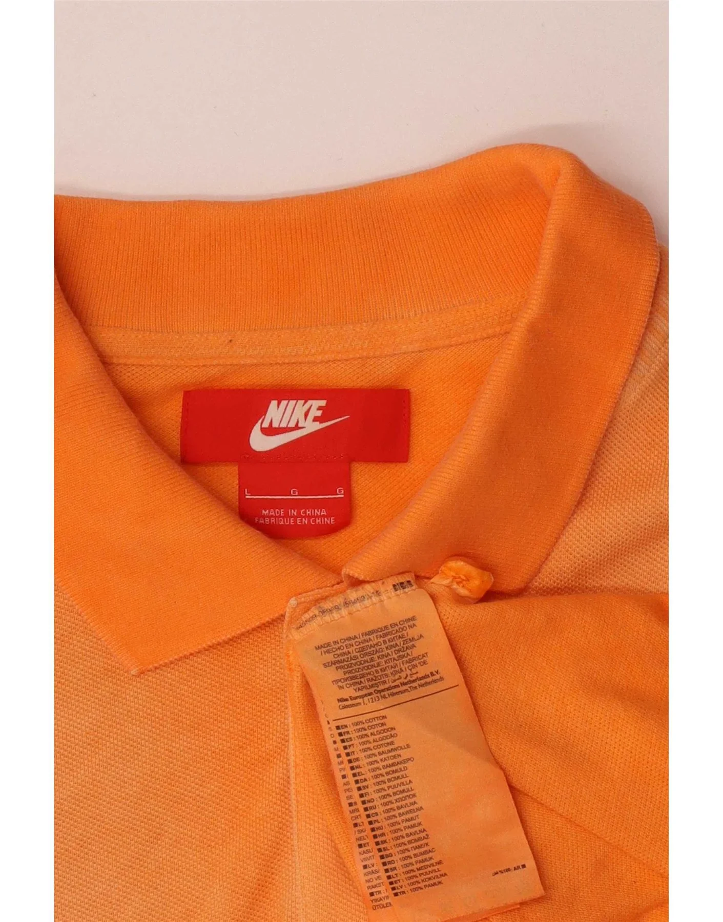 Nike Mens Polo Shirt Large Orange Cotton - Image 3