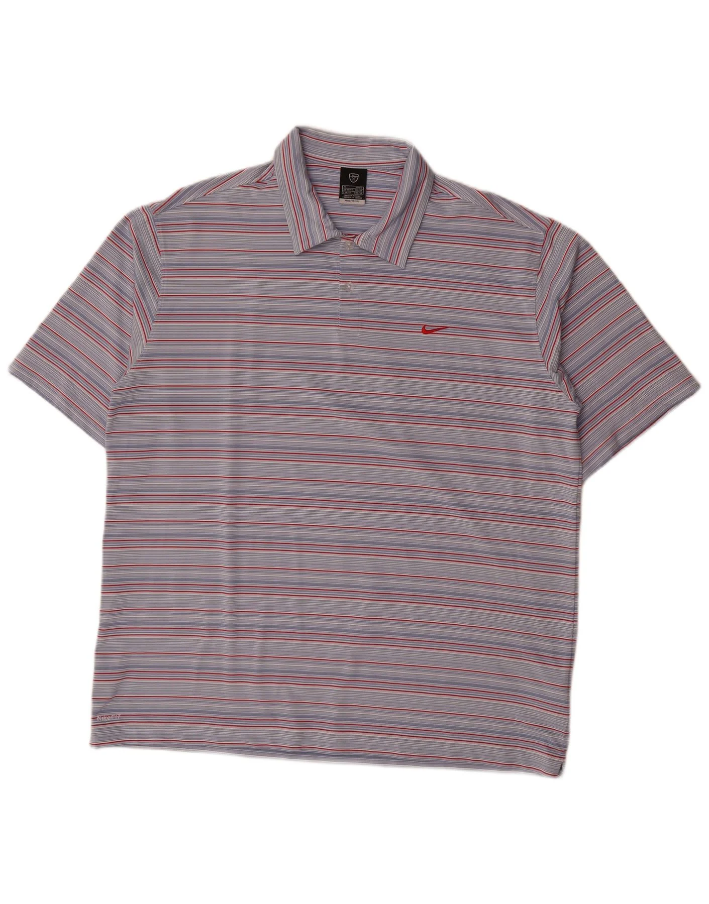 Nike Mens Polo Shirt UK 45/47 XL Blue Striped Polyester