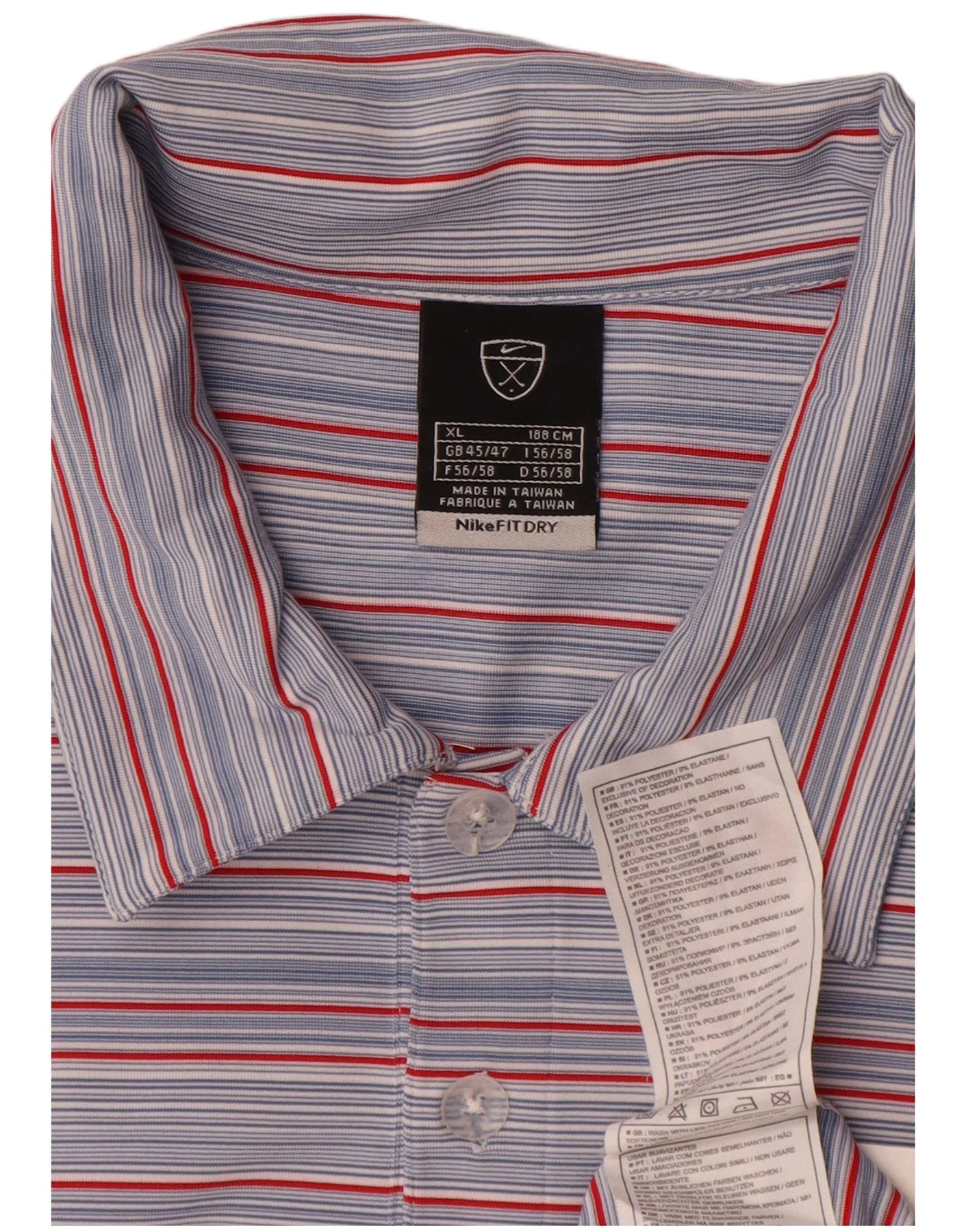 Nike Mens Polo Shirt UK 45/47 XL Blue Striped Polyester - Image 3