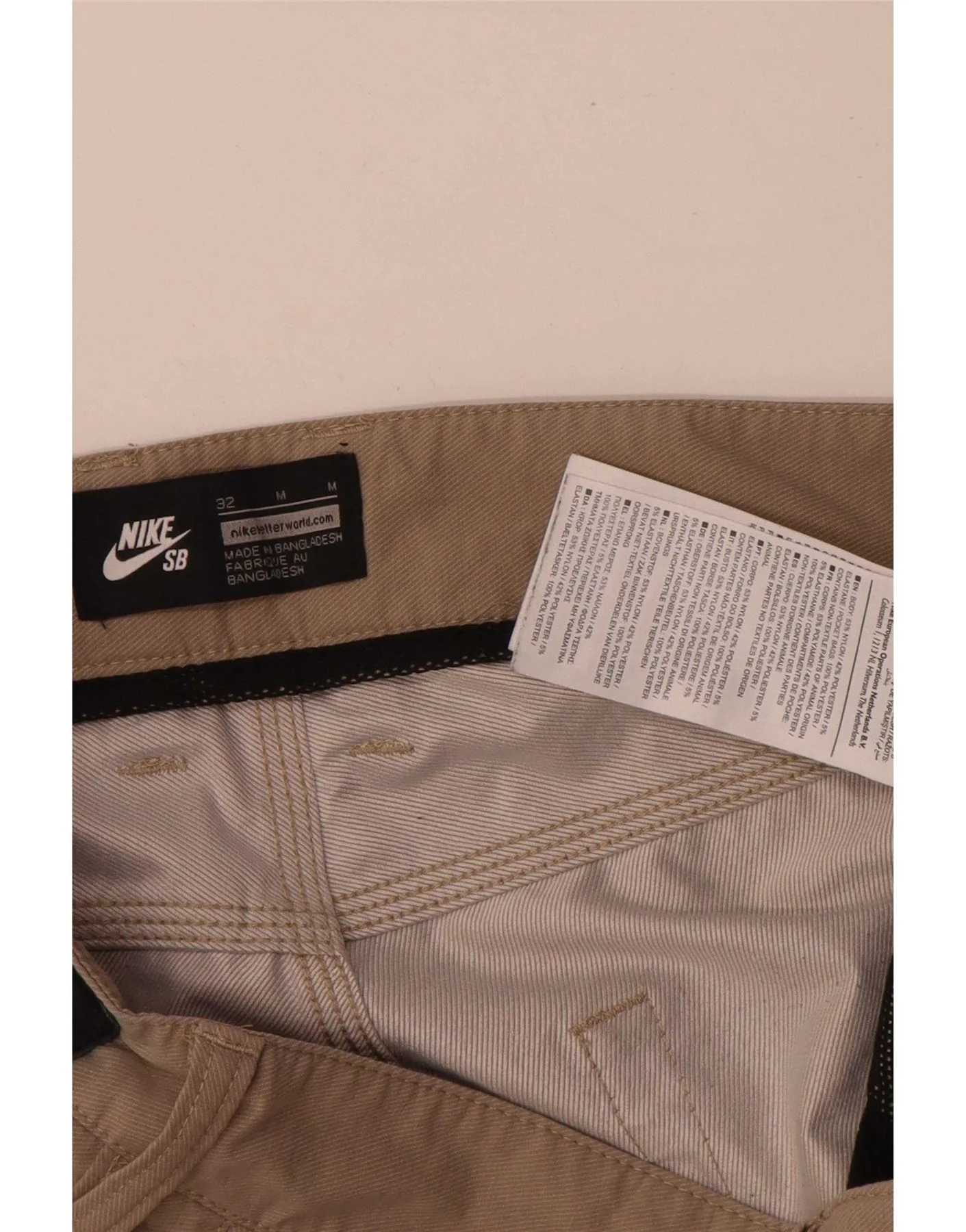 Nike Mens Regular Casual Shorts W32 Medium Beige Nylon - Image 3