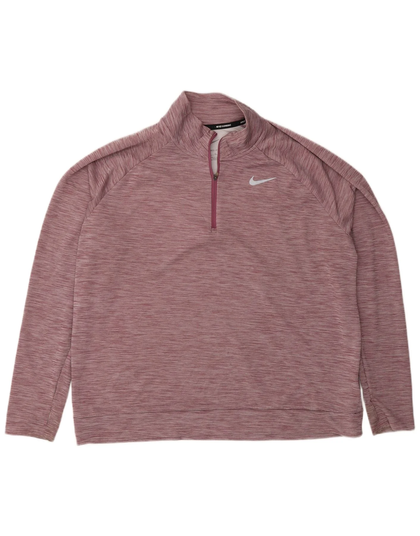 Nike Mens Running Zip Neck Top Long Sleeve XL Red Flecked Polyester Sports