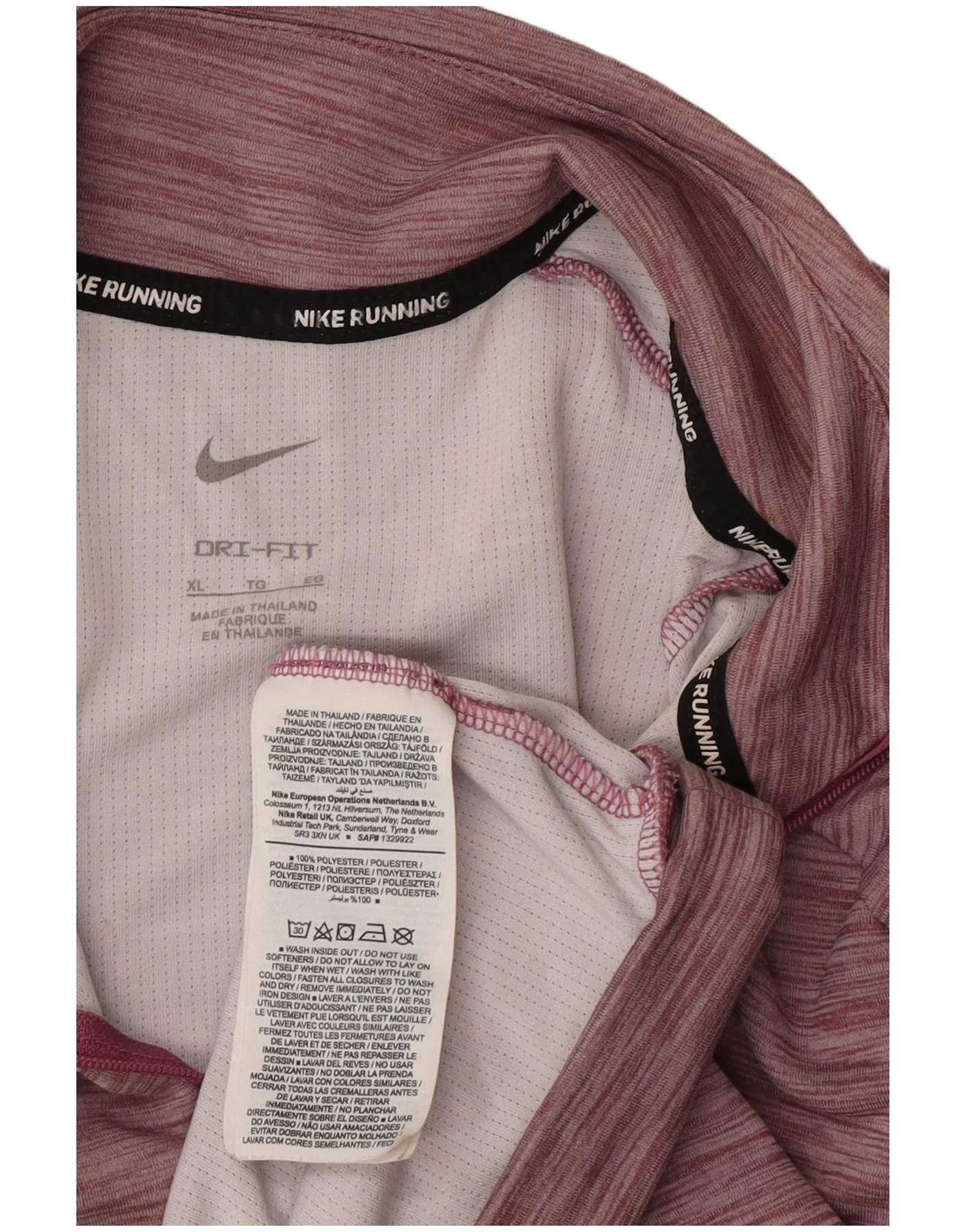 Nike Mens Running Zip Neck Top Long Sleeve XL Red Flecked Polyester Sports - Image 5