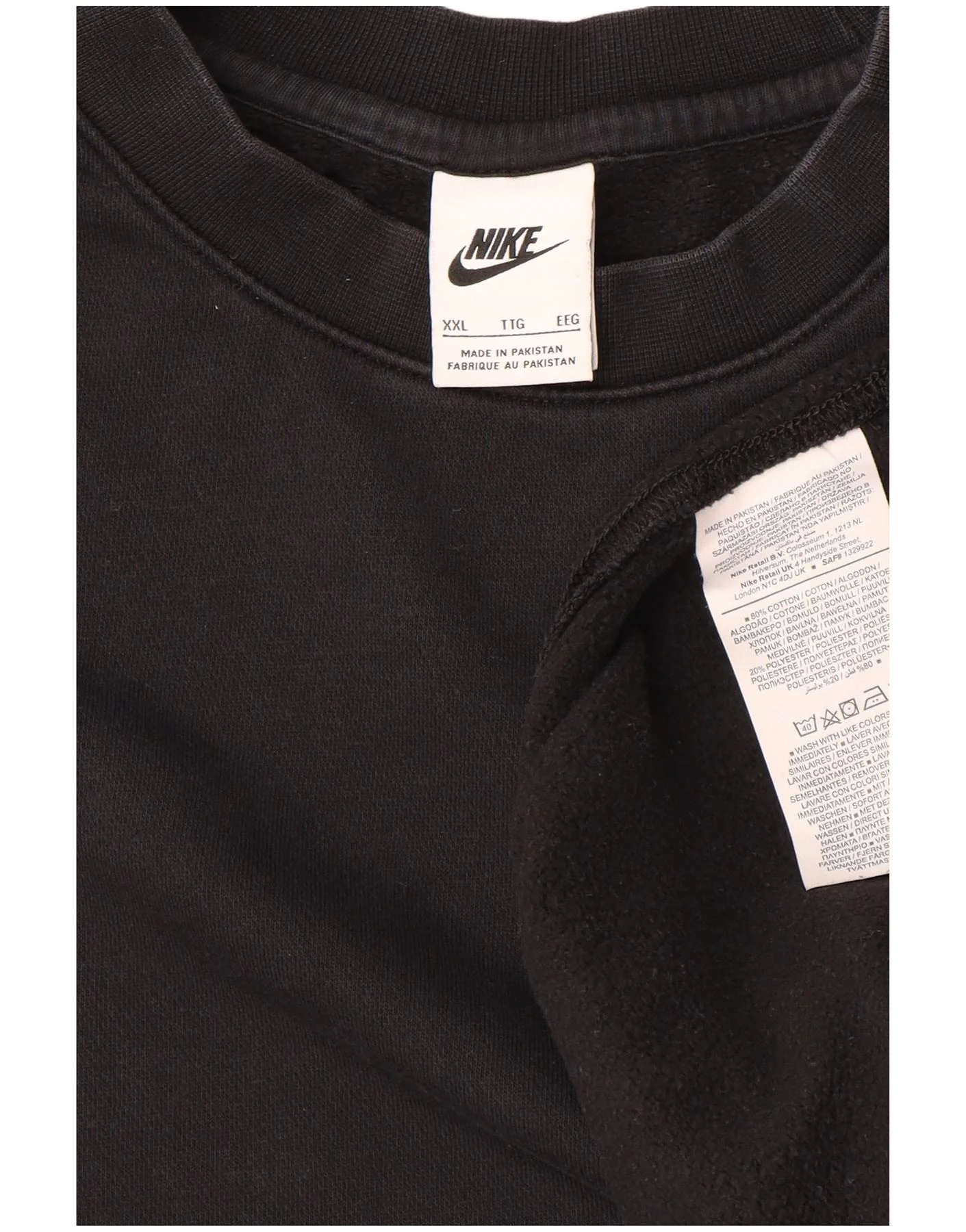 Nike Mens Sweatshirt Jumper 2XL Black Cotton - Image 3