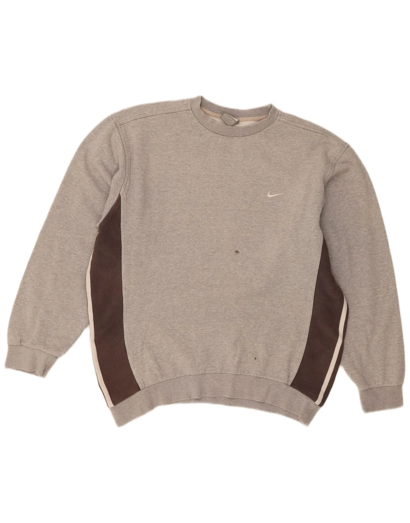 Nike Mens Sweatshirt Jumper Large Grey Colourblock Cotton