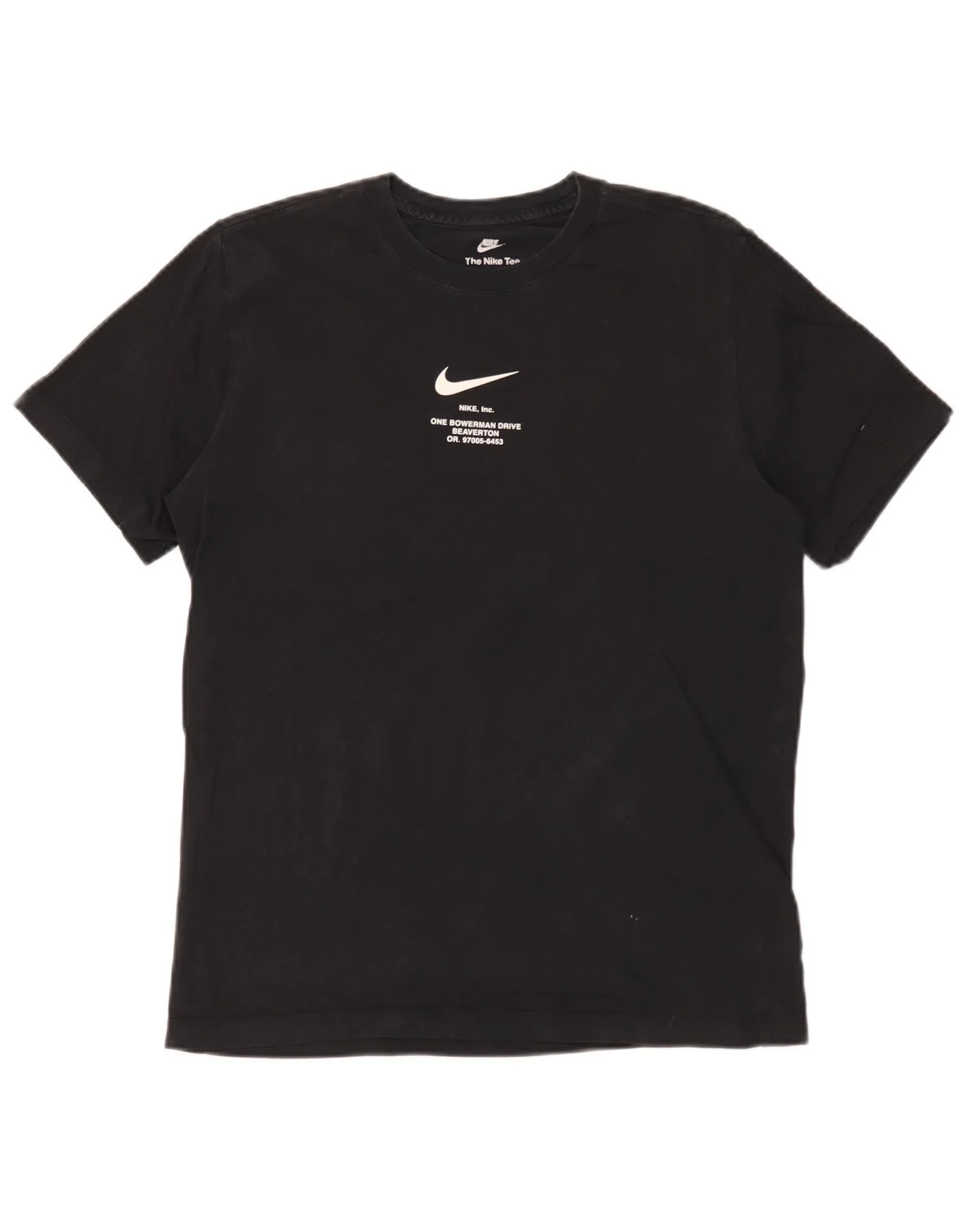 Nike Mens Swoosh Graphic T-Shirt Top Medium Black Cotton