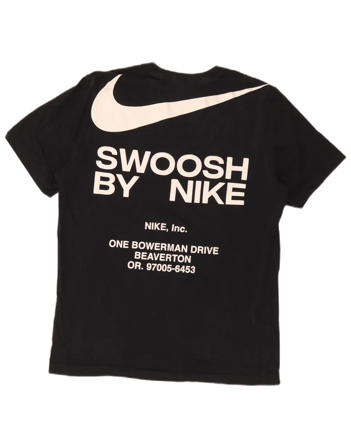 Nike Mens Swoosh Graphic T-Shirt Top Medium Black Cotton - Image 2