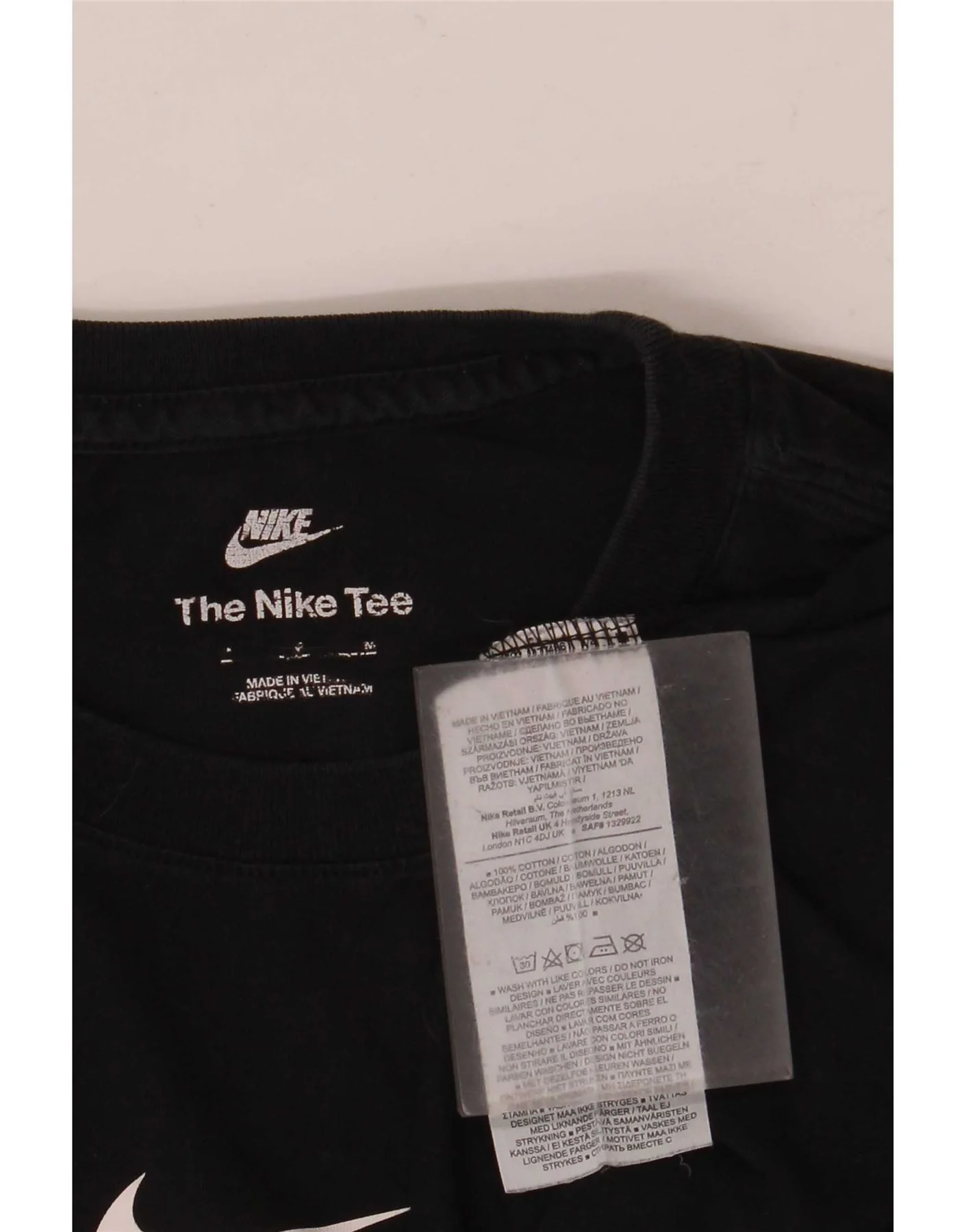 Nike Mens Swoosh Graphic T-Shirt Top Medium Black Cotton - Image 5