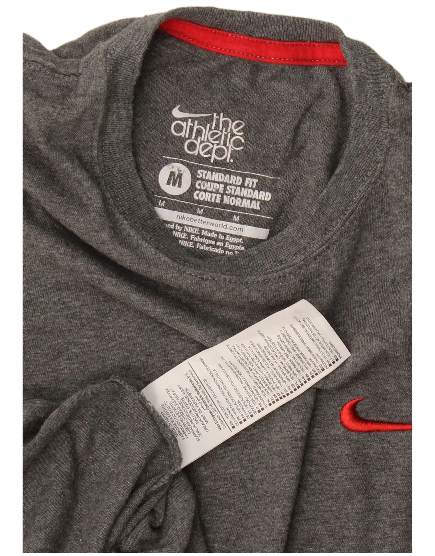 Nike Mens The Athletic Dept. Standard Fit T-Shirt Top Medium Grey Cotton - Image 3