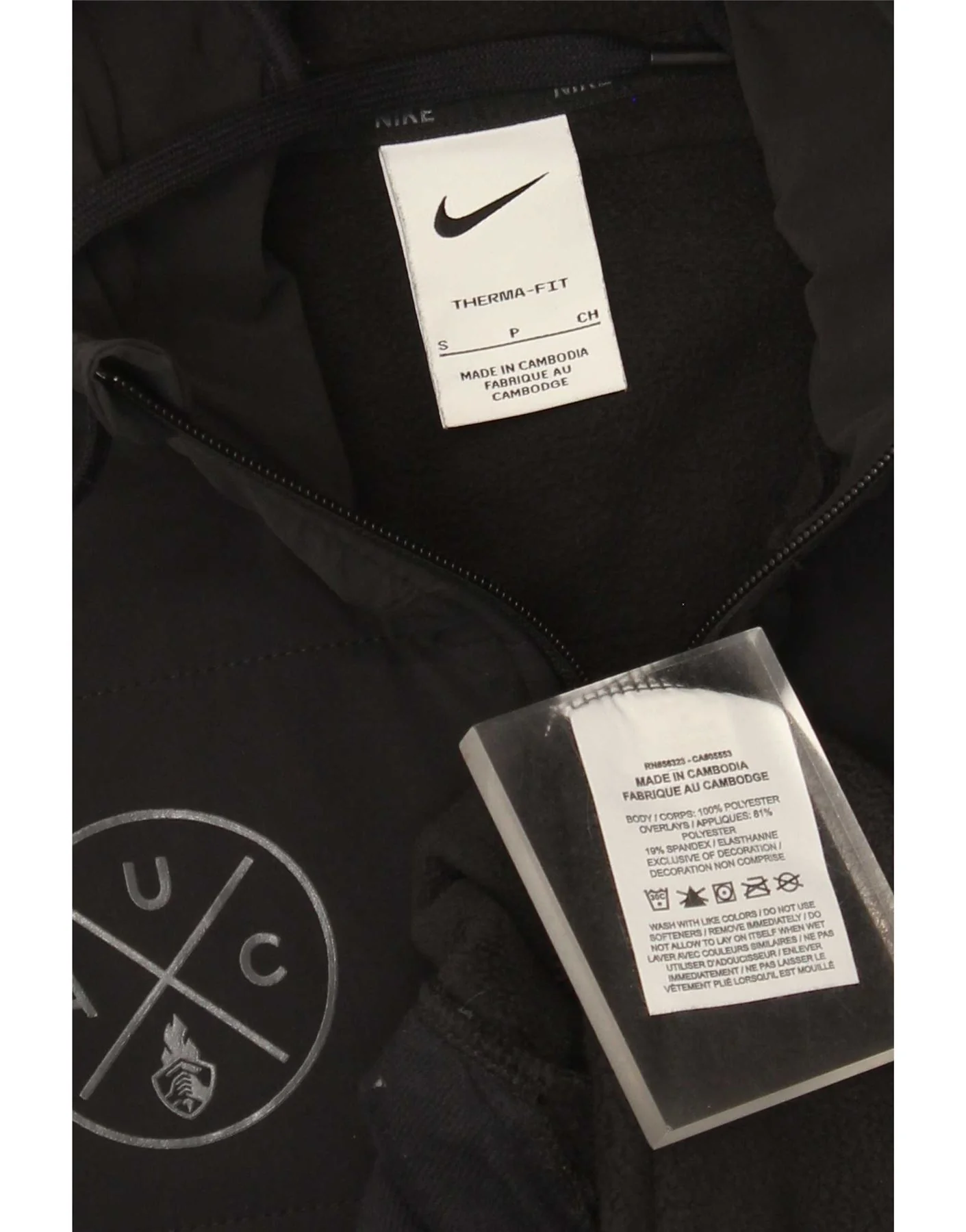 Nike Mens Therma-Fit Graphic Hooded Tracksuit Top Jacket Small Black - Image 3