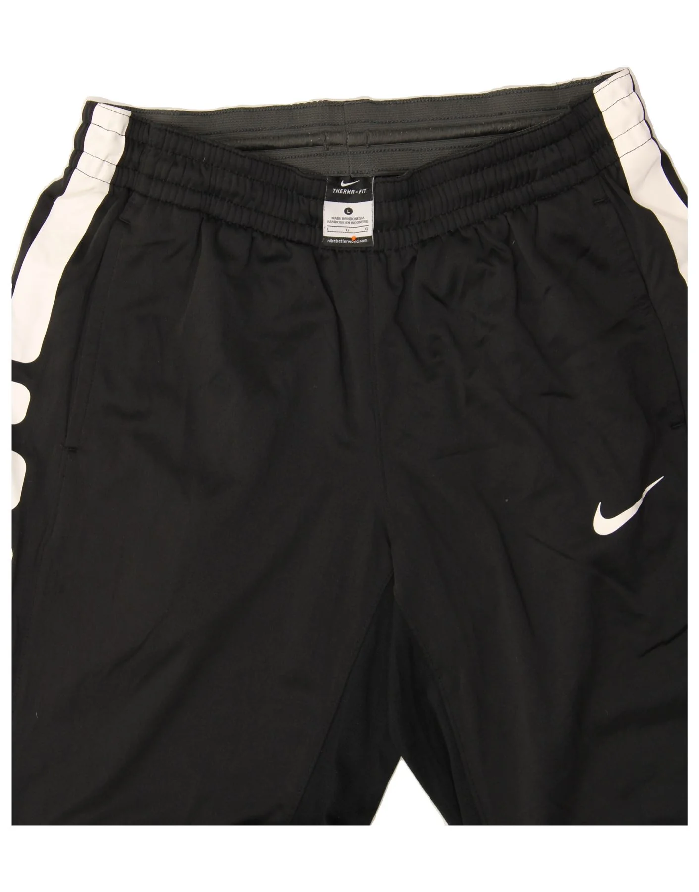 NIKE Mens Therma-Fit Tracksuit Trousers Large  Black Colourblock Polyester - Image 3