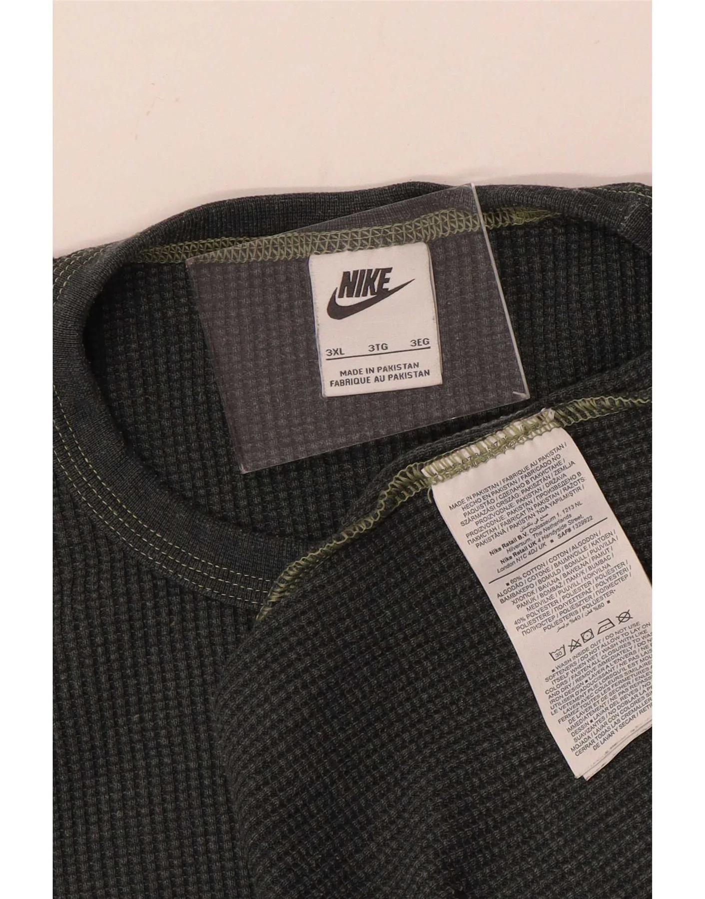Nike Mens Top Long Sleeve 3XL Grey Cotton - Image 3