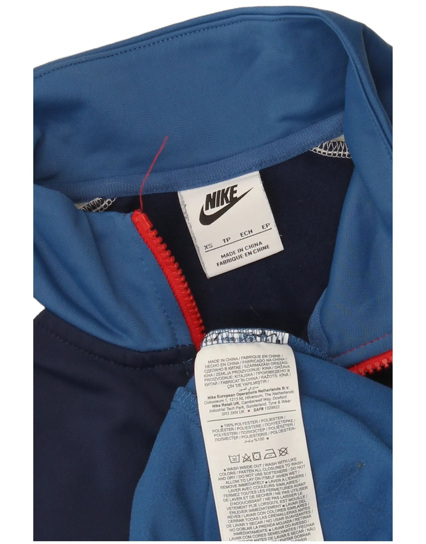 Nike Mens Tracksuit Top Jacket XS Blue Colourblock Polyester - Image 4