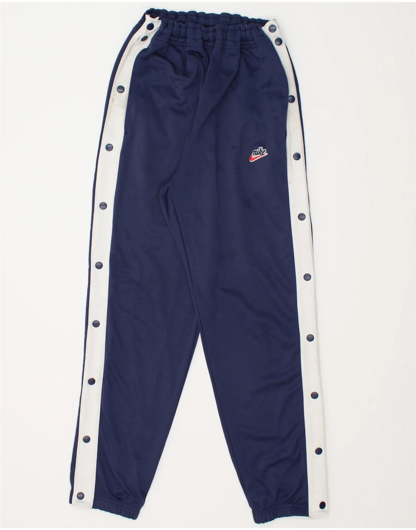 NIKE Mens Tracksuit Trousers Joggers Large Navy Blue Colourblock Polyester