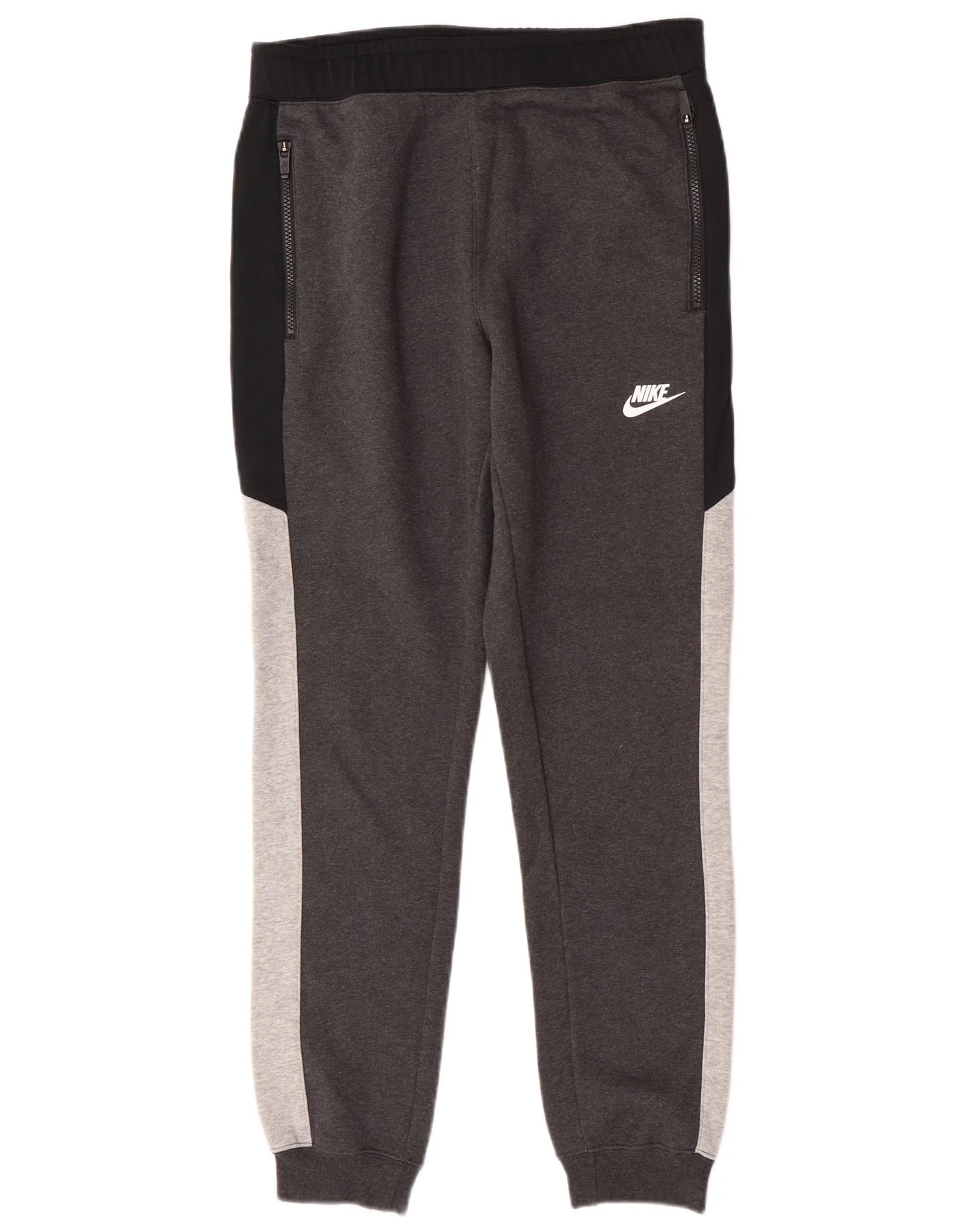 Nike Mens Tracksuit Trousers Joggers Small Grey Colourblock Cotton