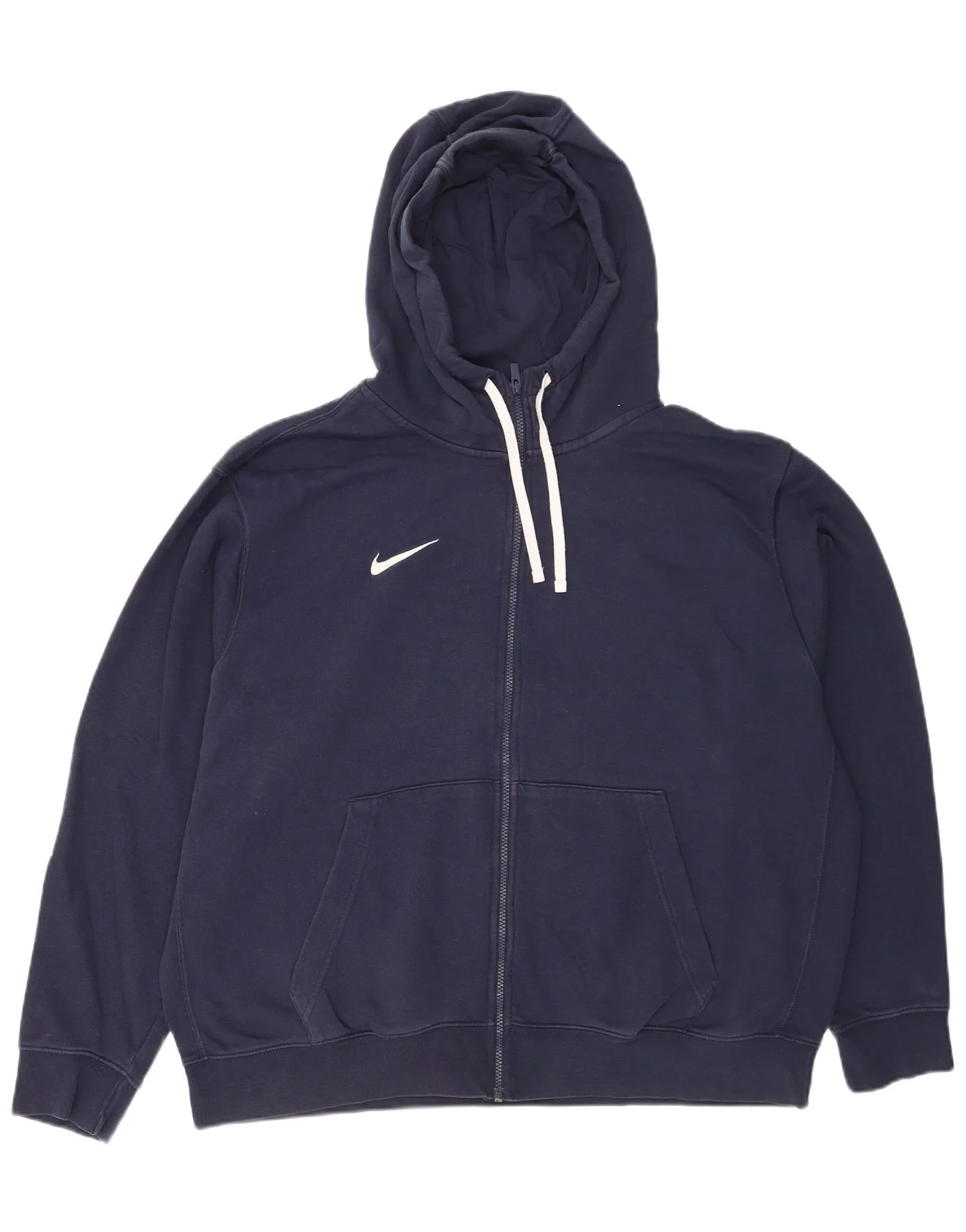 Nike Mens Zip Hoodie Sweater 2XL Navy Blue Cotton