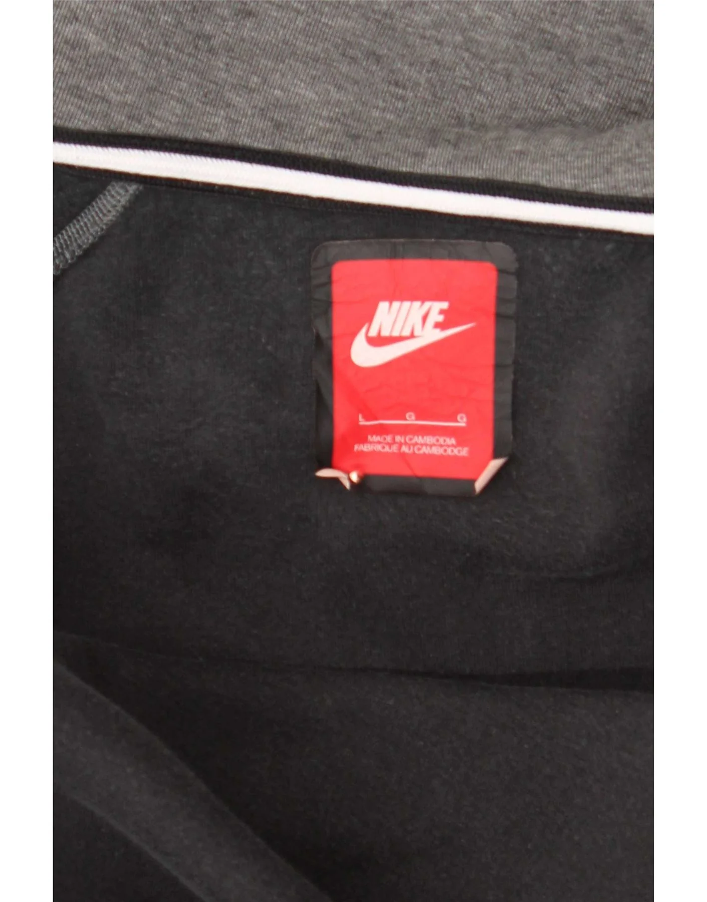 Nike Mens Zip Hoodie Sweater Large Grey Flecked Cotton - Image 5