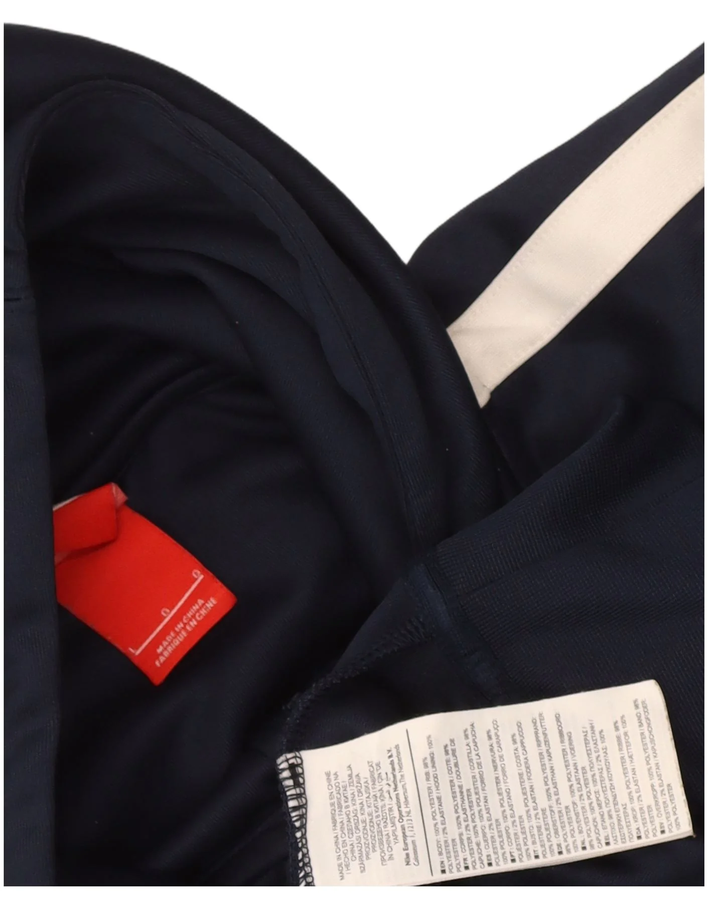 Nike Mens Zip Hoodie Sweater Large Navy Blue Colourblock Polyester - Image 3