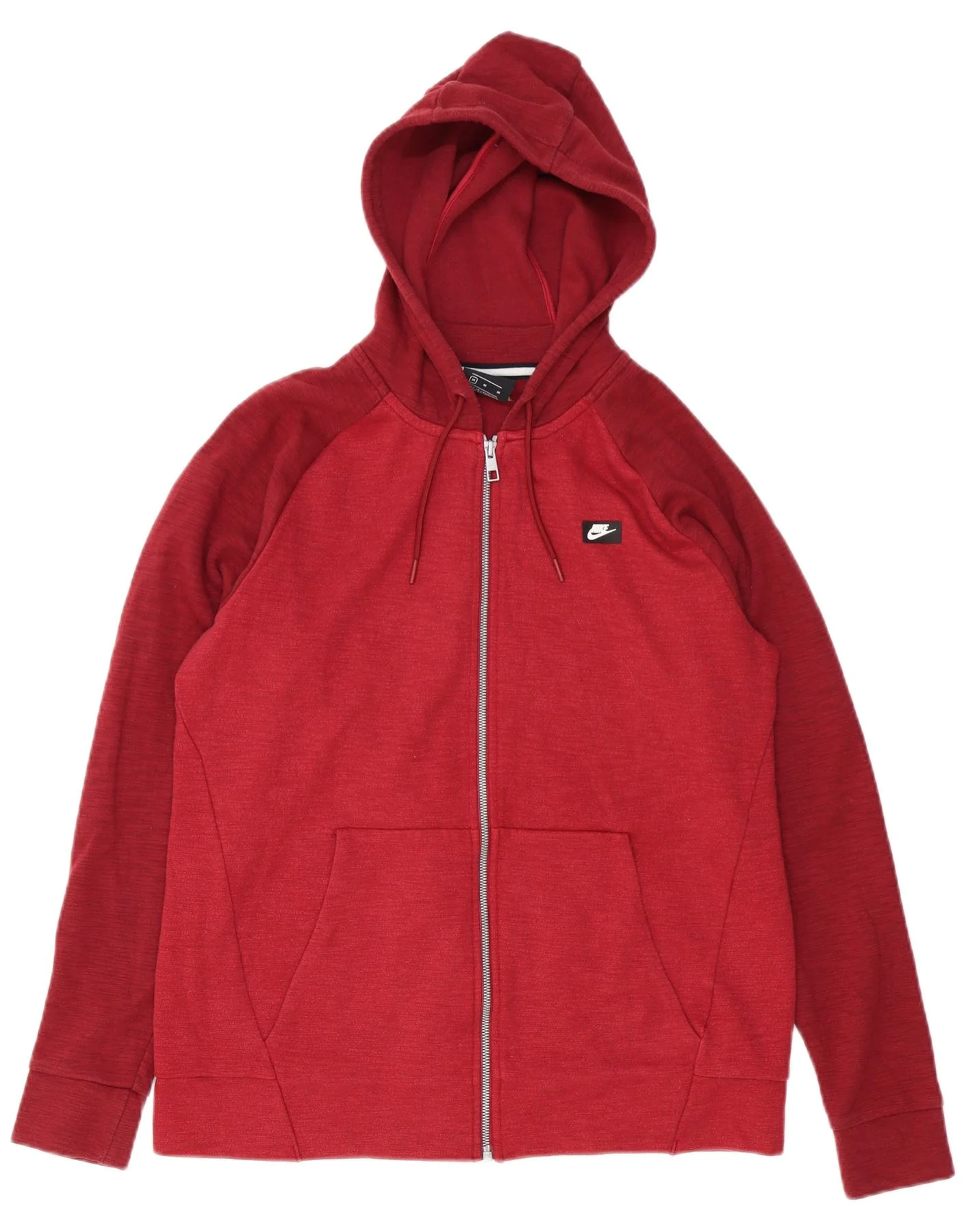 Nike Mens Zip Hoodie Sweater Medium Burgundy Colourblock Cotton