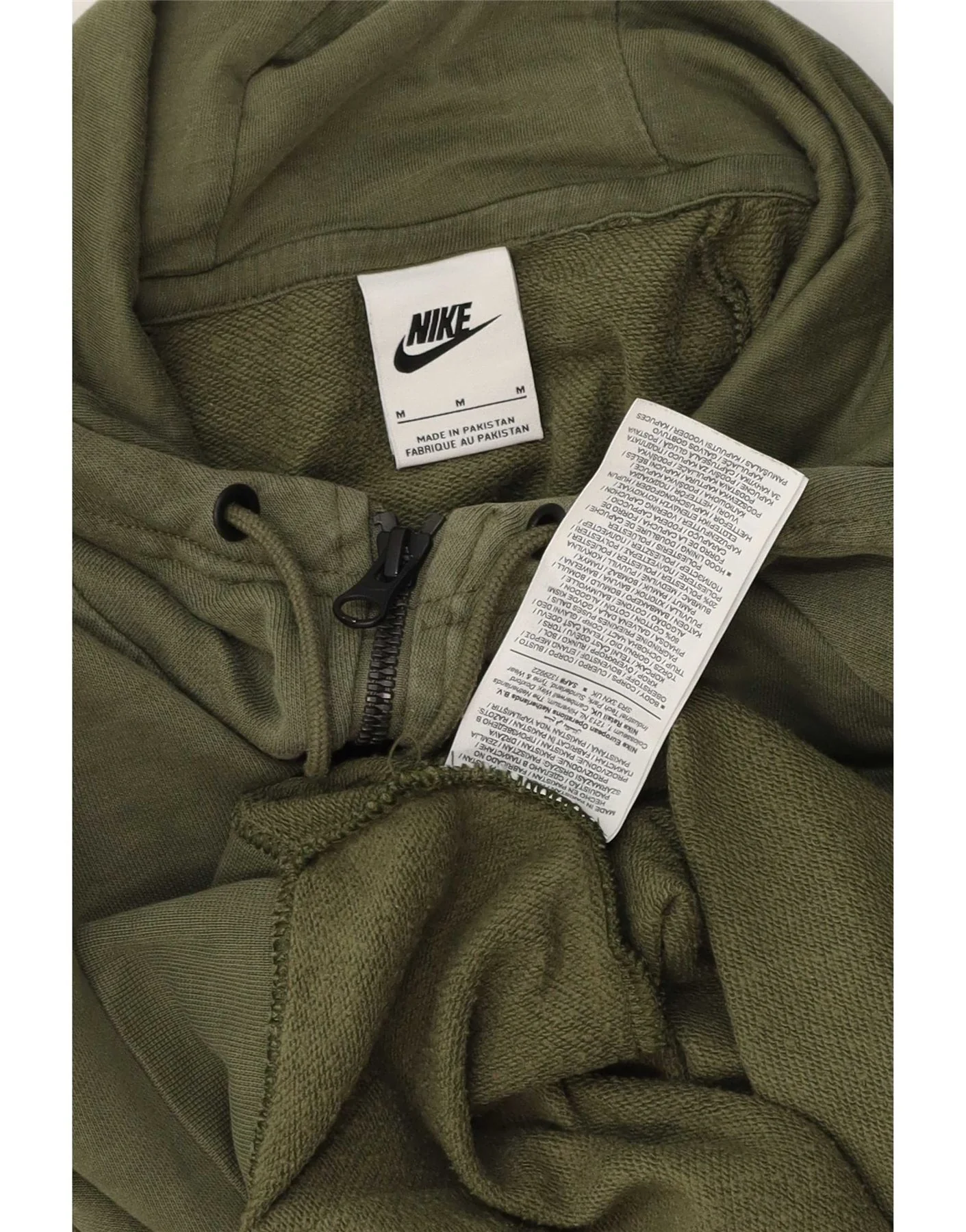Nike Mens Zip Hoodie Sweater Medium Green Cotton - Image 3
