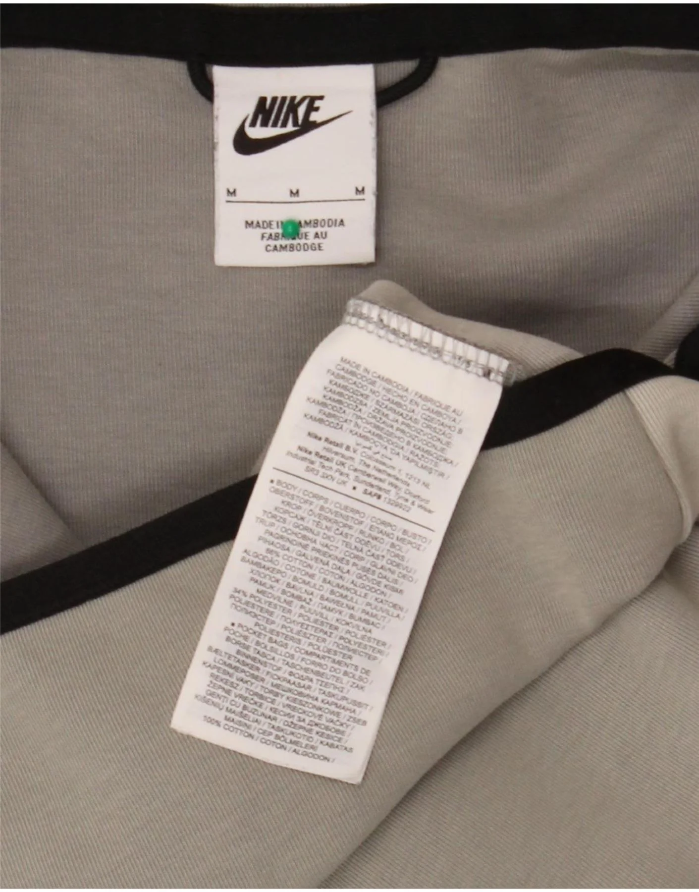 Nike Mens Zip Hoodie Sweater Medium Grey Colourblock Cotton - Image 4