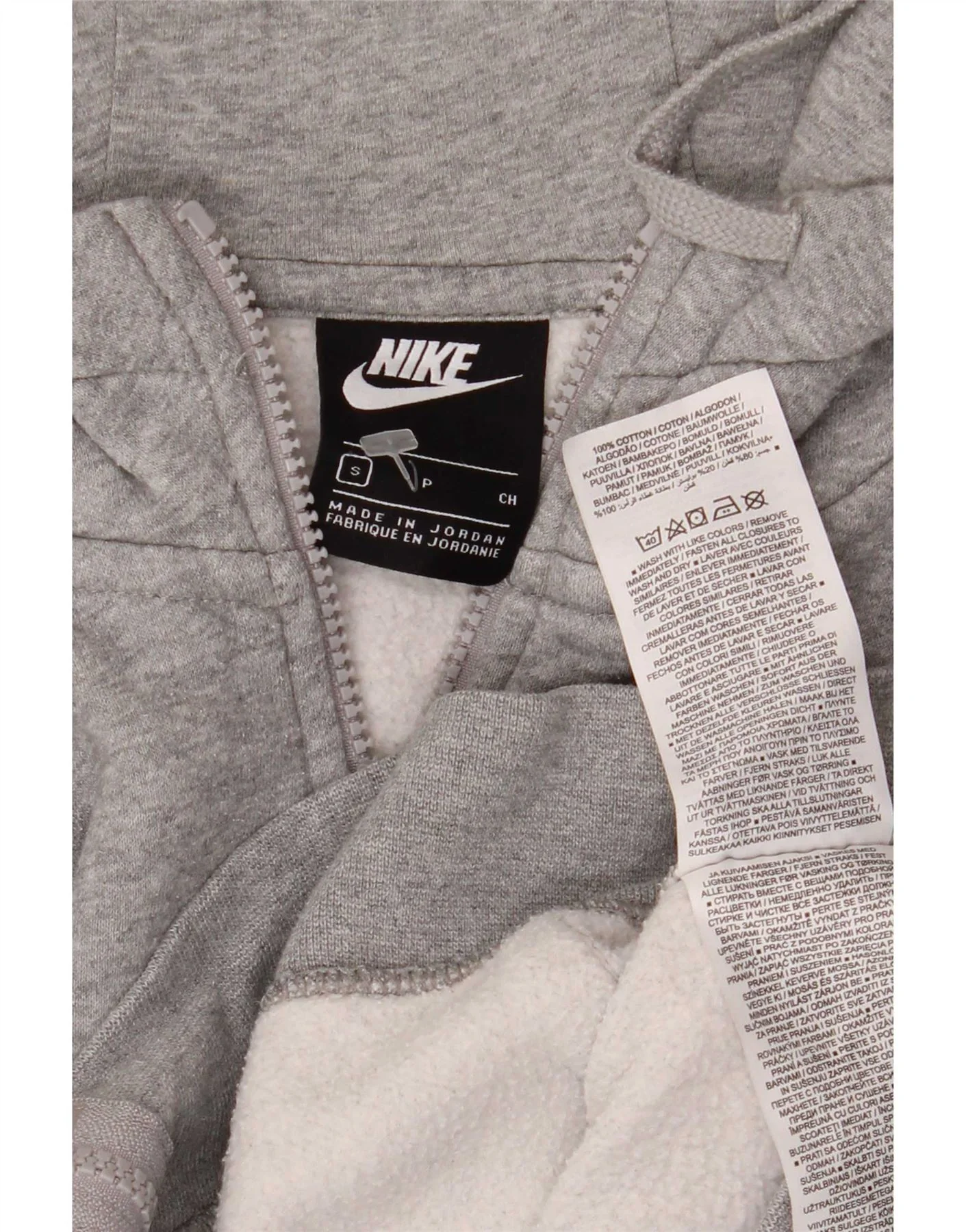 Nike Mens Zip Hoodie Sweater Small Grey Cotton - Image 4