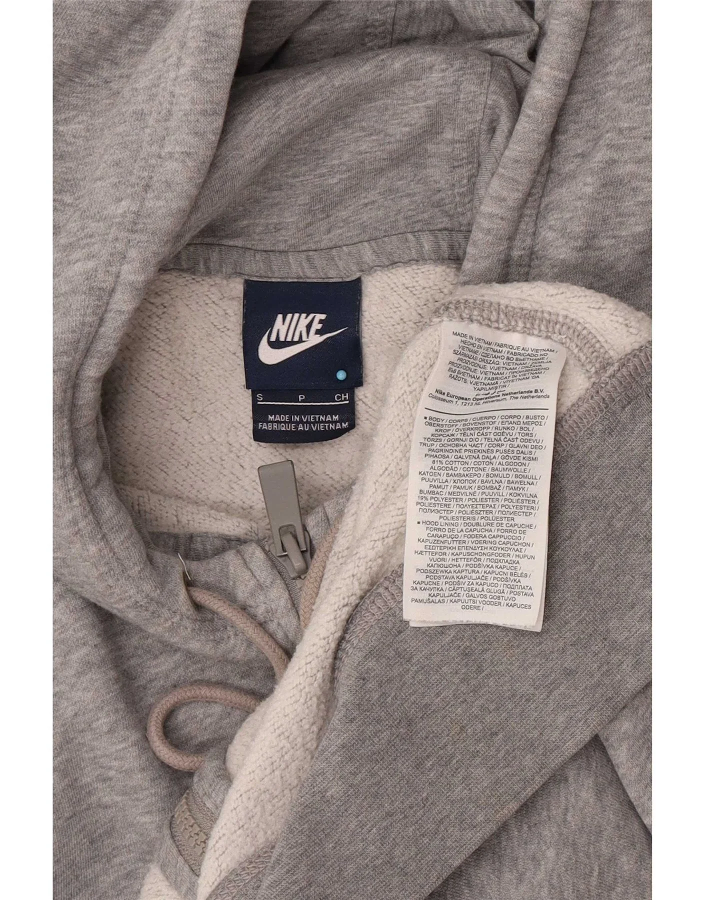 Nike Mens Zip Hoodie Sweater Small Grey Flecked Cotton - Image 4