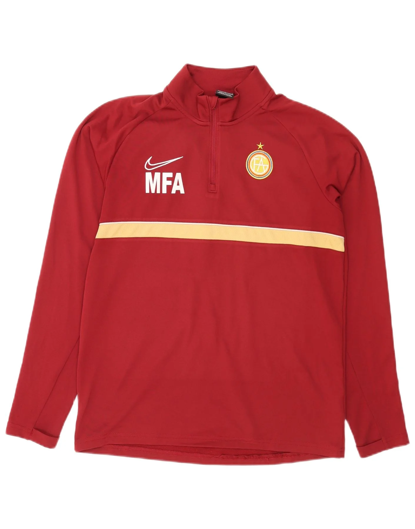 Nike Mens Zip Neck Graphic Top Long Sleeve Medium Red Colourblock Sports