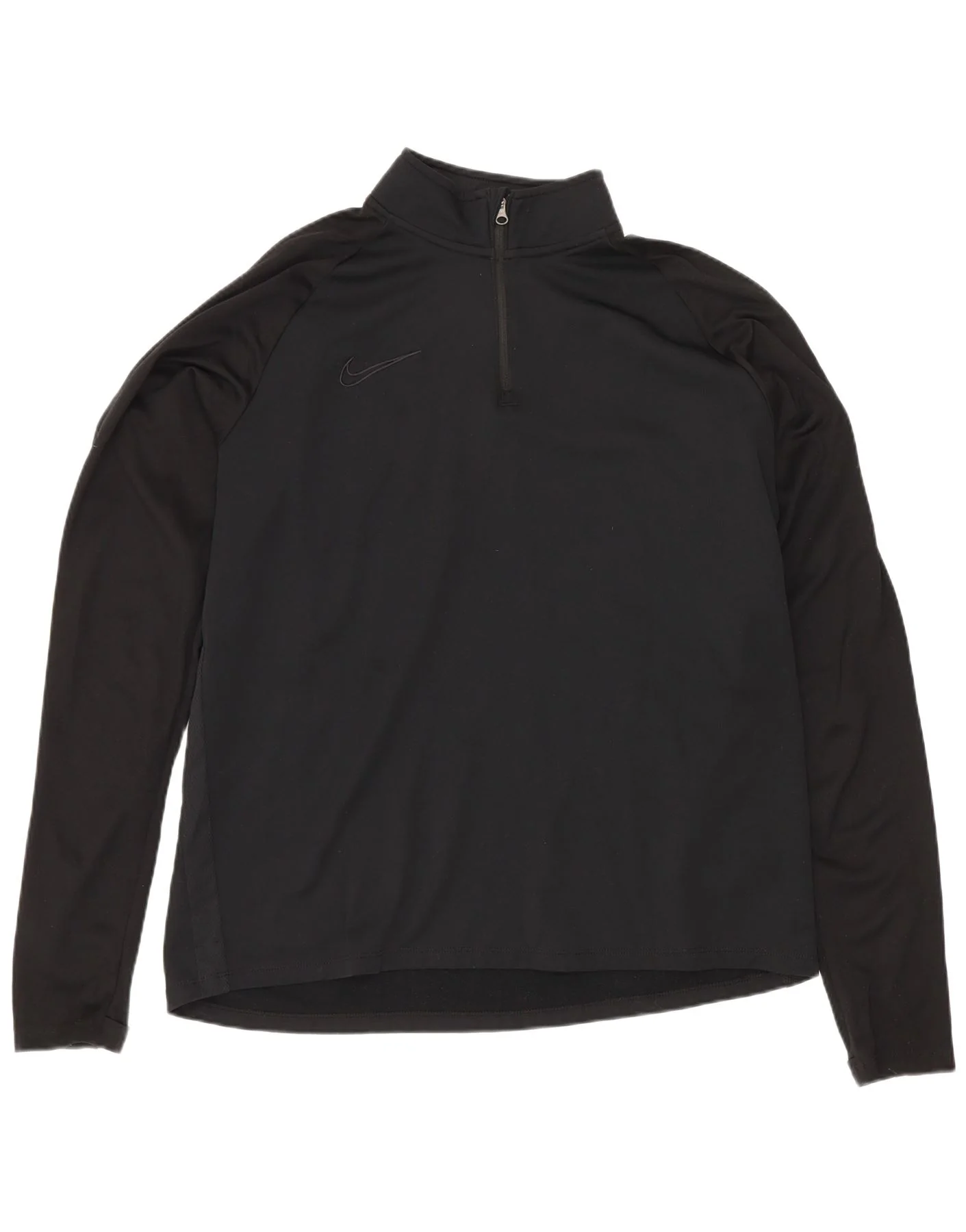 Nike Mens Zip Neck Regular Fit Top Long Sleeve Large Black Polyester Sports