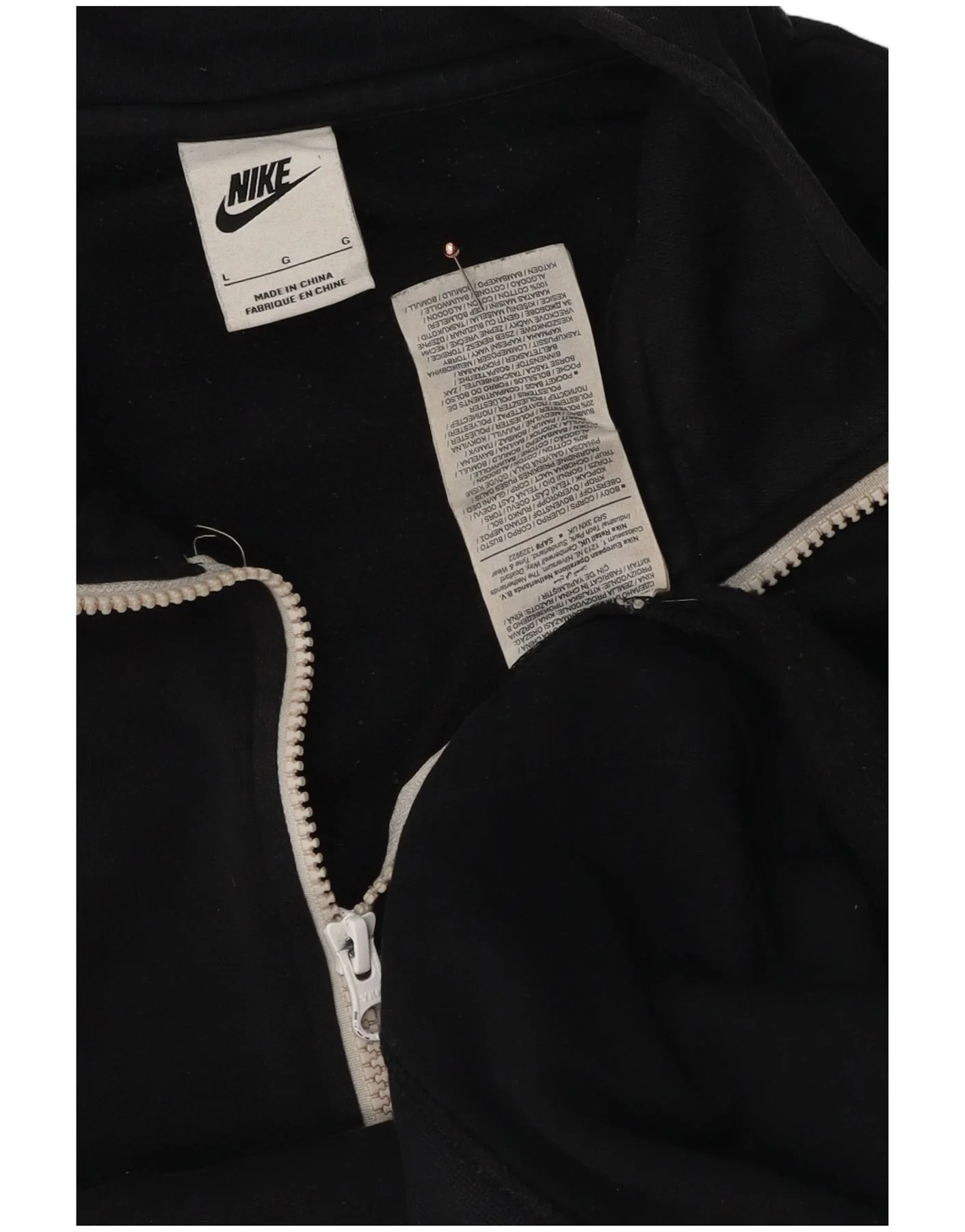 Nike Mens Zip Neck Sweatshirt Jumper Large Black Cotton - Image 3