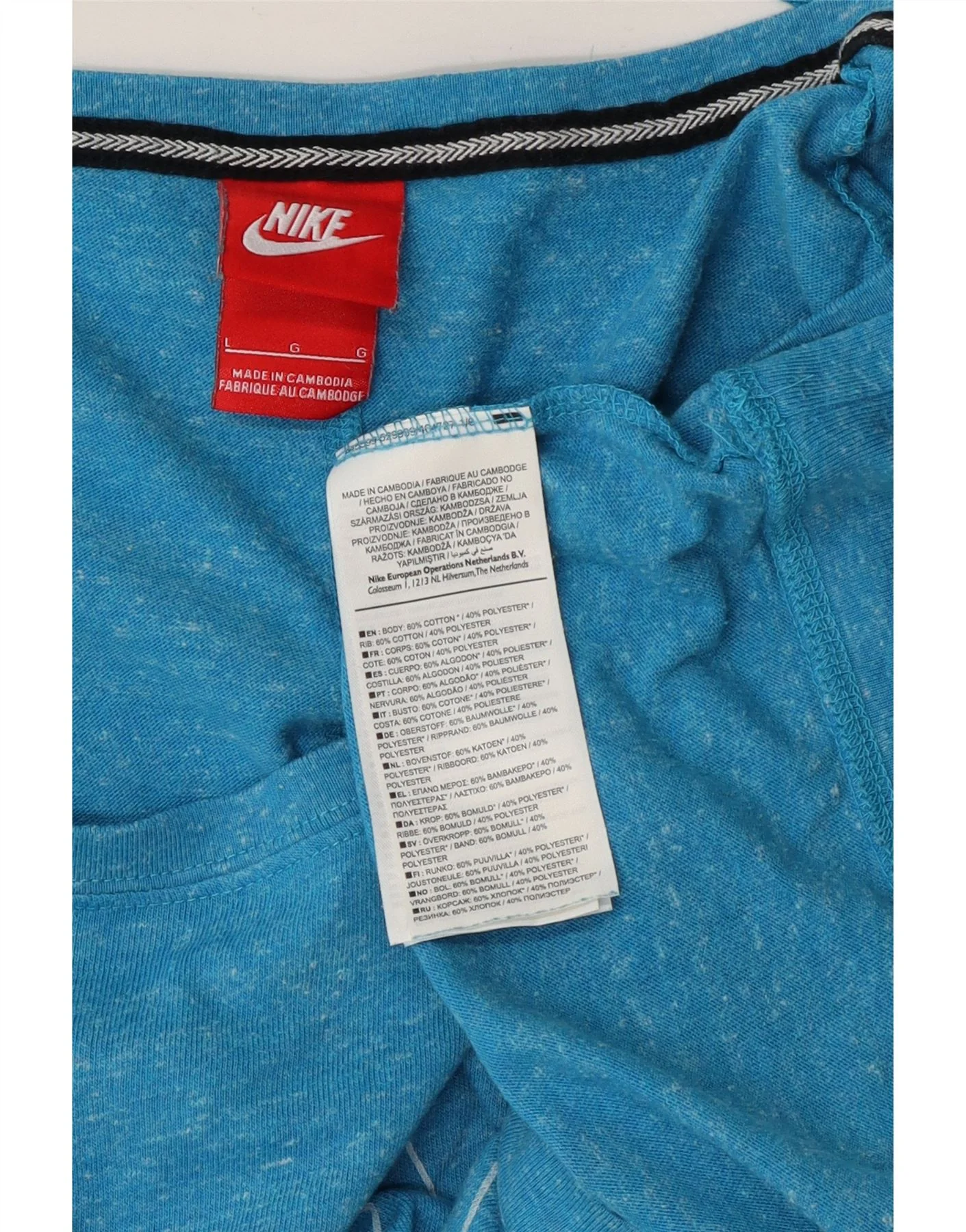 Nike Womens 3/4 Sleeve Graphic Sweatshirt Jumper UK 16 Large Blue Flecked - Image 3