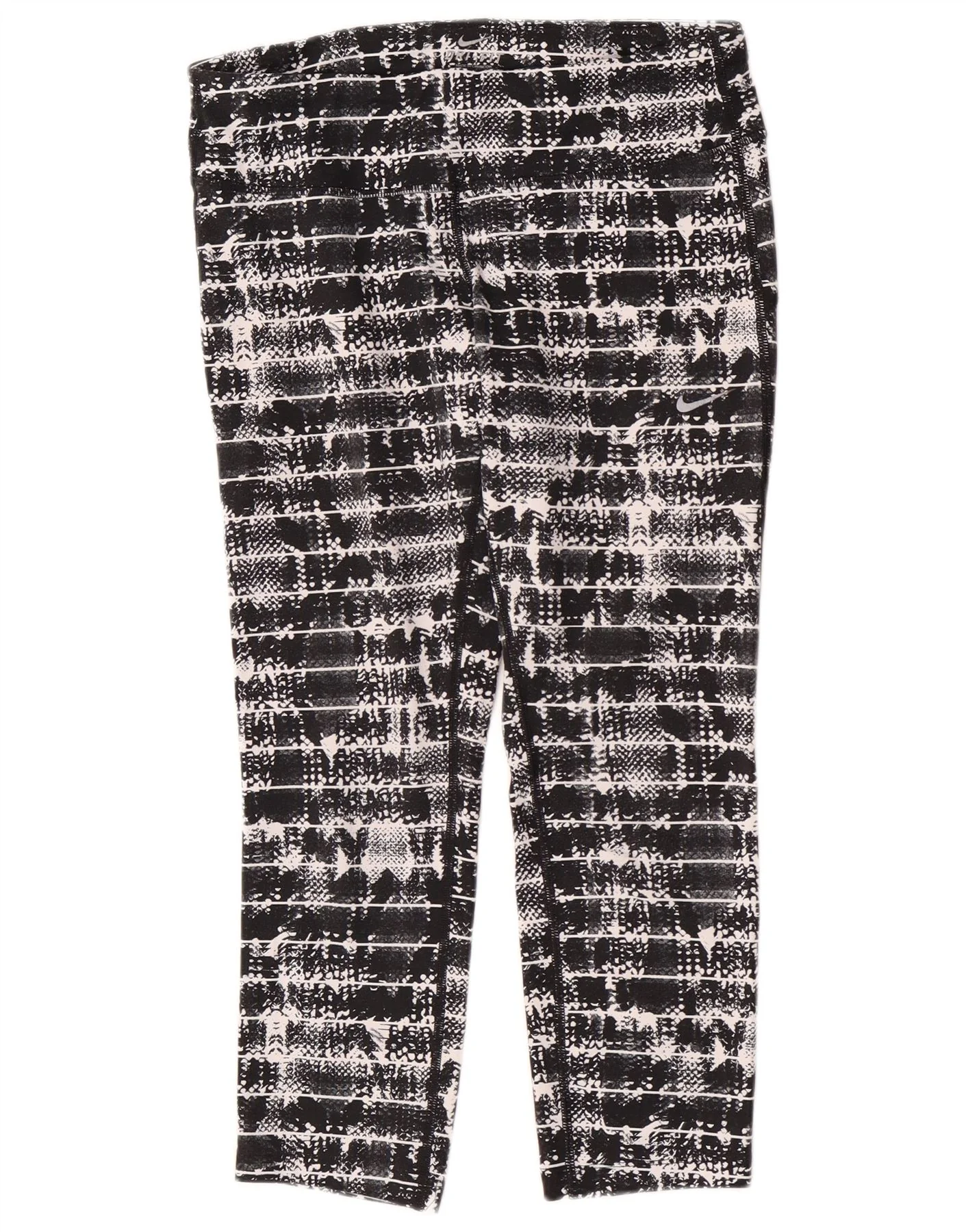 Nike Womens Capri Leggings UK 12 Medium Black Geometric Polyester
