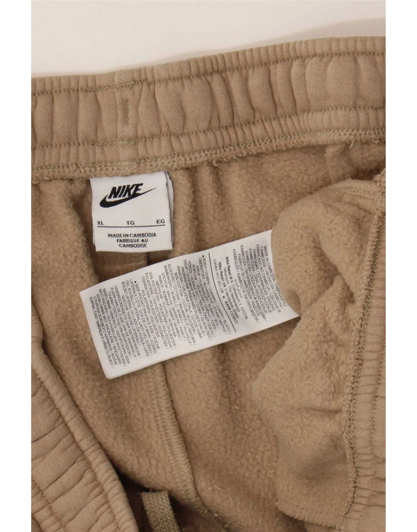 Nike Womens Cargo Tracksuit Trousers Joggers UK 18 XL Beige Cotton - Image 3