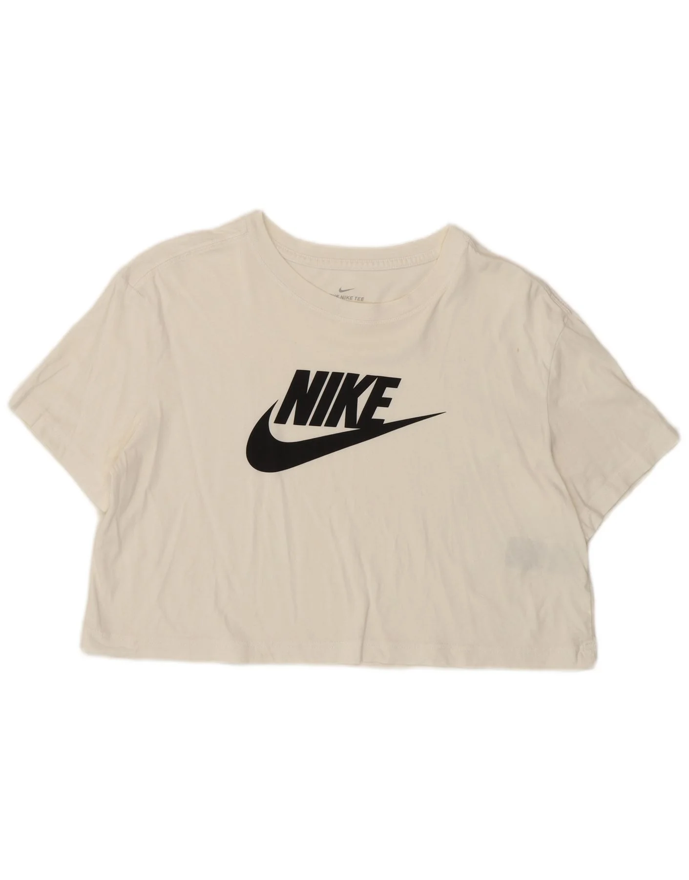 Nike Womens Crop Graphic T-Shirt Top UK 14 Medium White Cotton