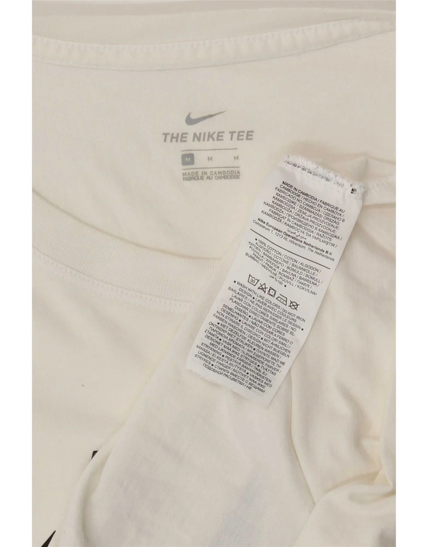 Nike Womens Crop Graphic T-Shirt Top UK 14 Medium White Cotton - Image 4