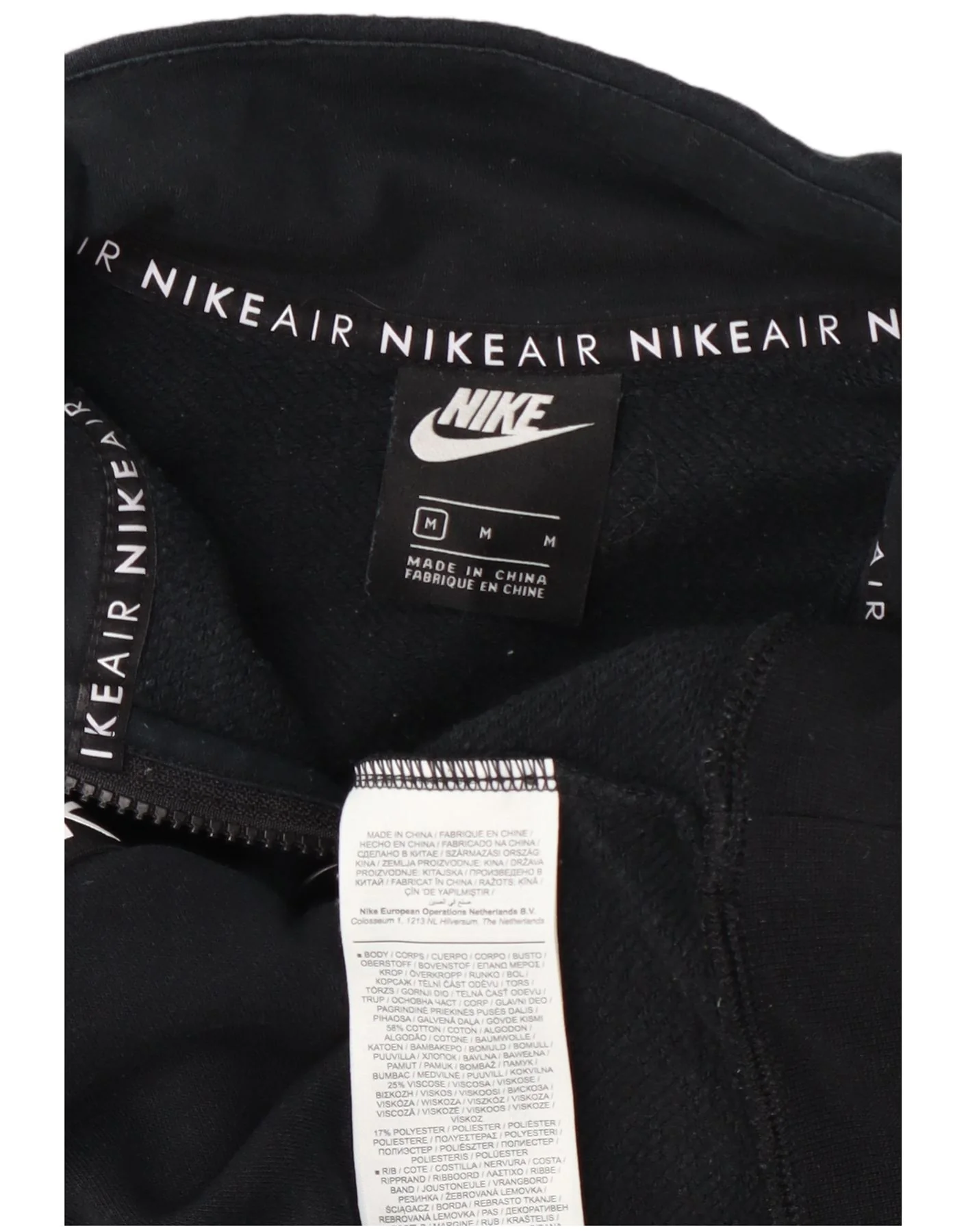 Nike Womens Crop Graphic Zip Neck Sweatshirt Jumper UK 14 Medium Navy Blue - Image 4