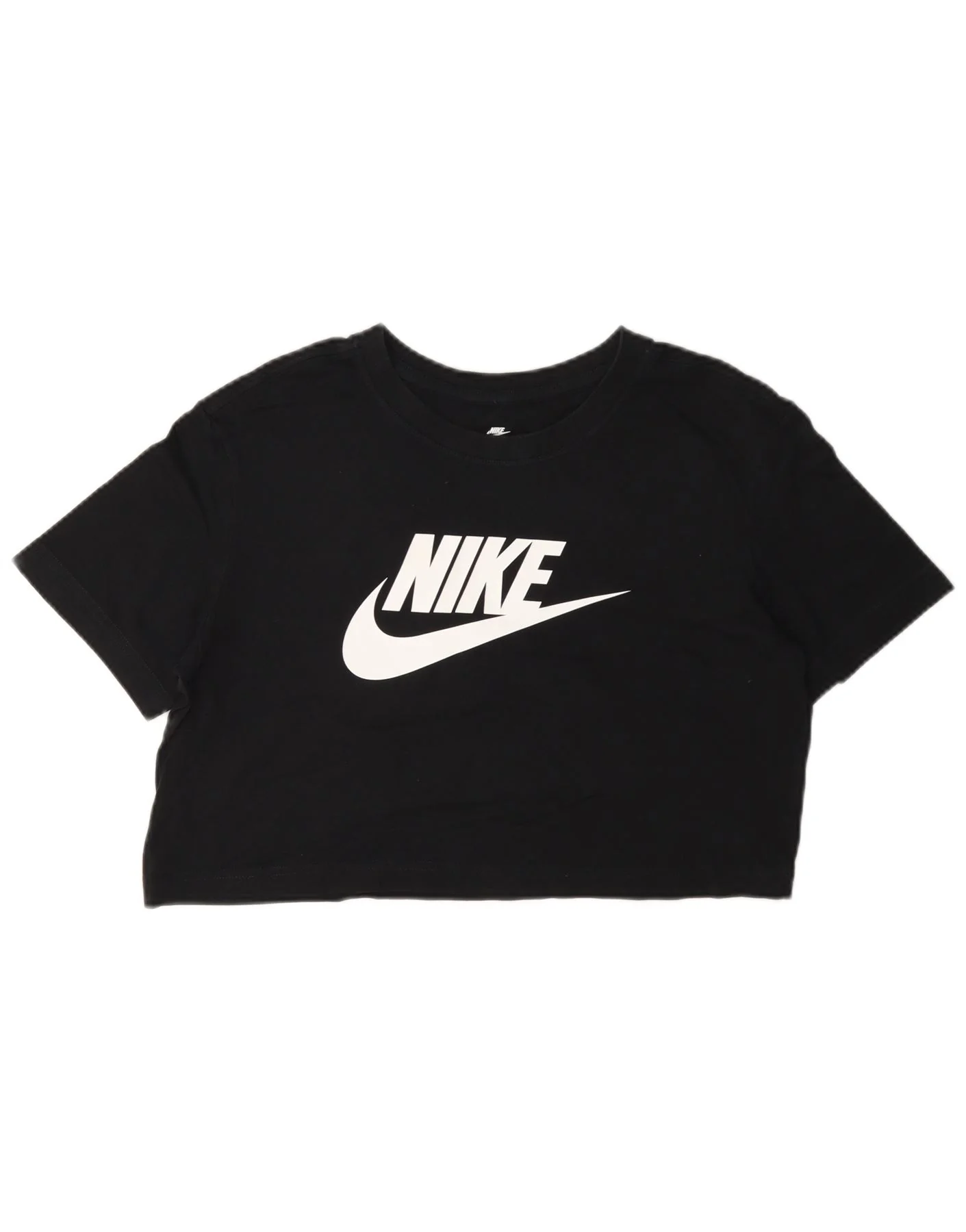 Nike Womens Crop Loose Fit Graphic T-Shirt Top UK 6 XS Black
