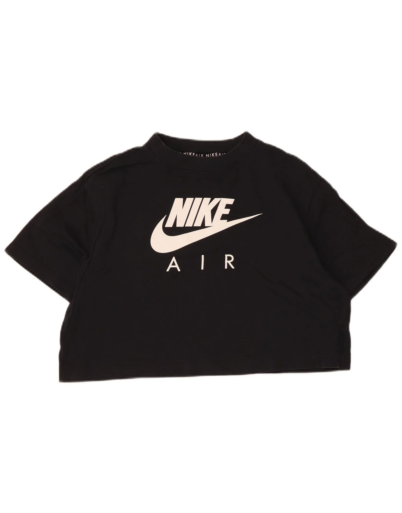 Nike Womens Crop Oversized Graphic T-Shirt Top UK 6 XS Black