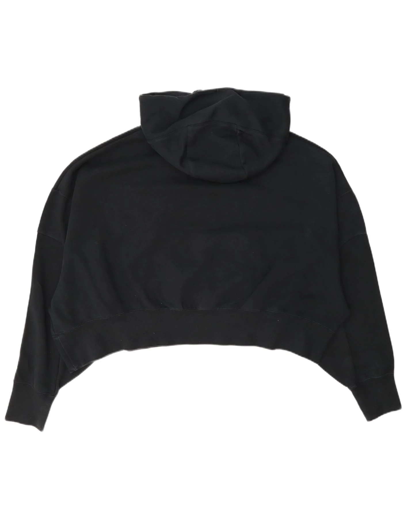 Nike Womens Crop Oversized Hoodie Jumper UK 14 Medium Black Cotton - Image 2