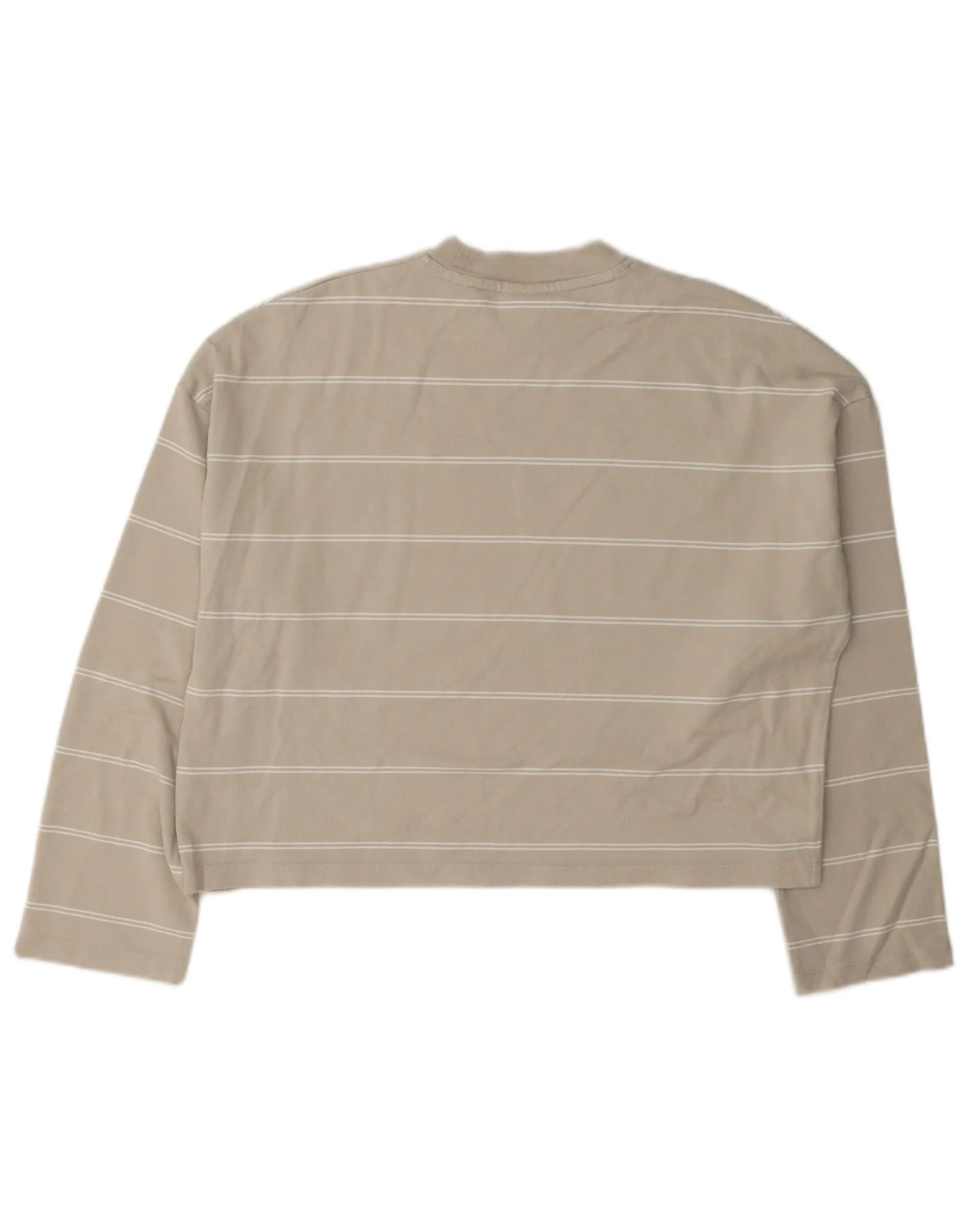 Nike Womens Crop Oversized Top Long Sleeve UK 10 Small Grey Striped Cotton - Image 2