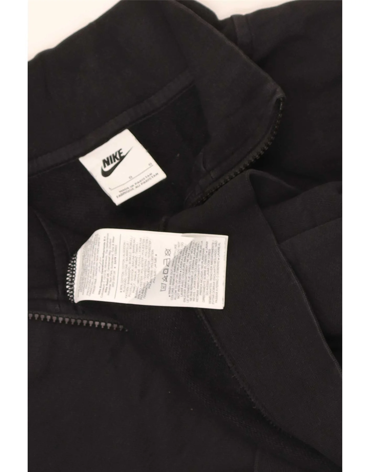 Nike Womens Crop Oversized Zip Neck Sweatshirt Jumper UK 16 Large Black - Image 3