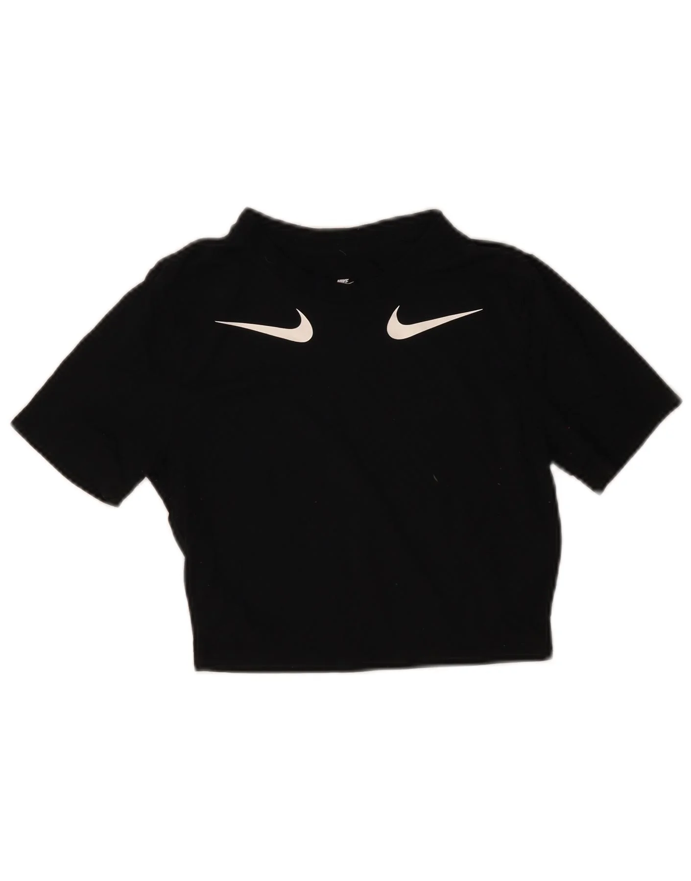 Nike Womens Crop Slim Fit Graphic T-Shirt Top UK 8 Small Black Modal
