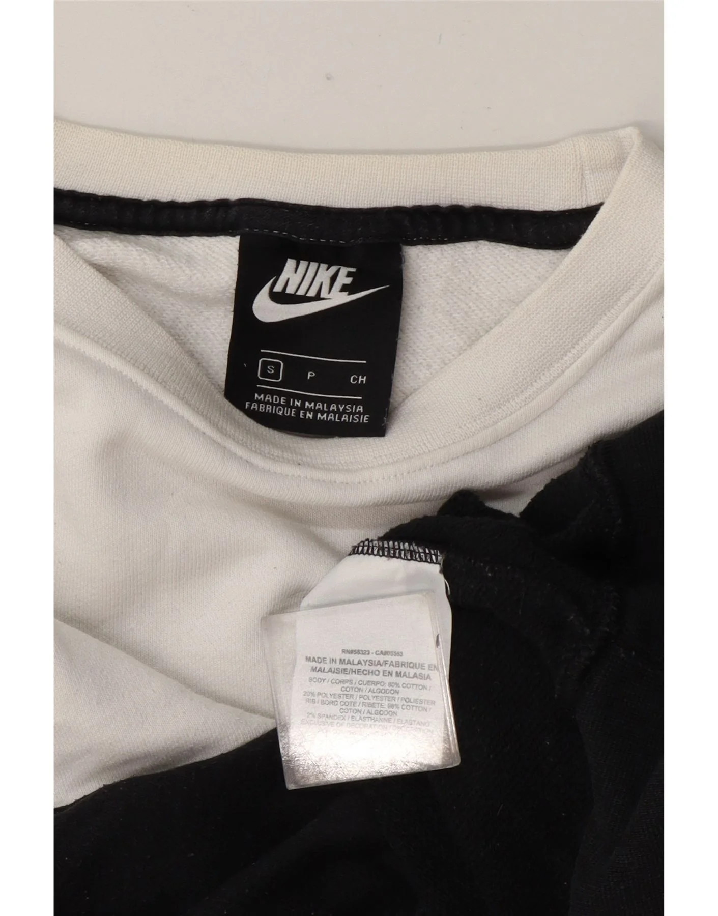 Nike Womens Crop Sweatshirt Jumper UK 10 Small White Colourblock Cotton - Image 4