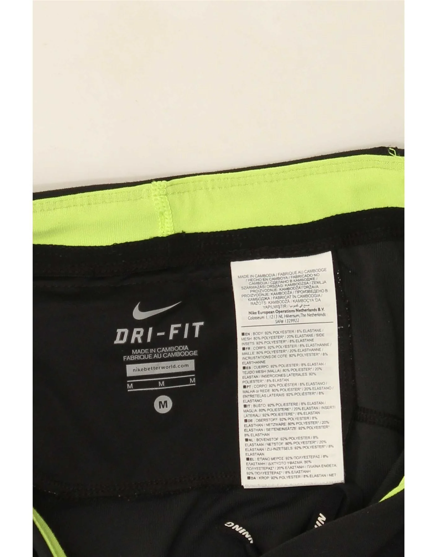 Nike Womens Dri Fit Capri Leggings UK 12 Medium Black Colourblock Polyester - Image 3