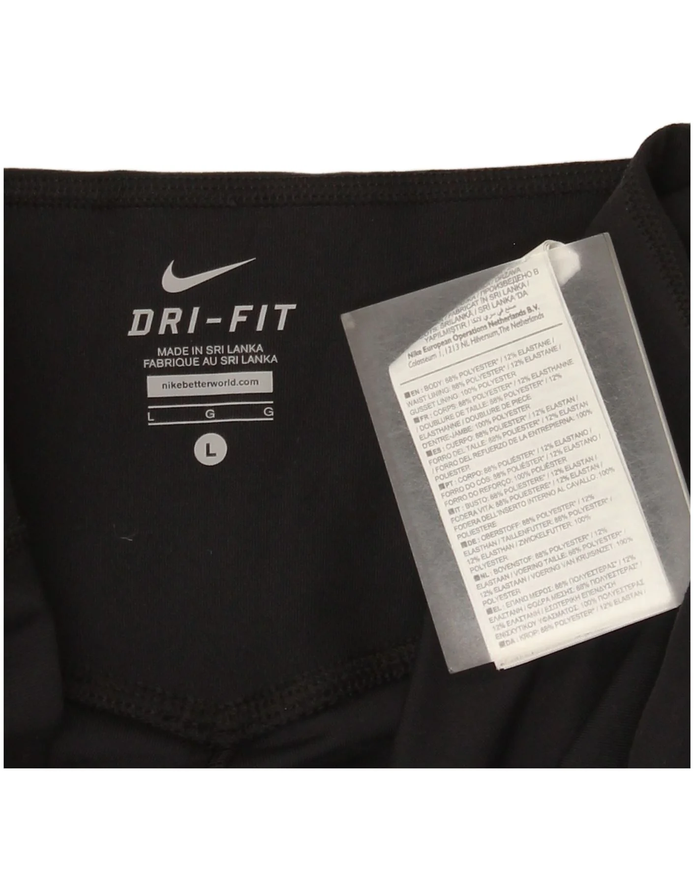 Nike Womens Dri Fit Capri Leggings UK 14 Large Black Polyester - Image 3