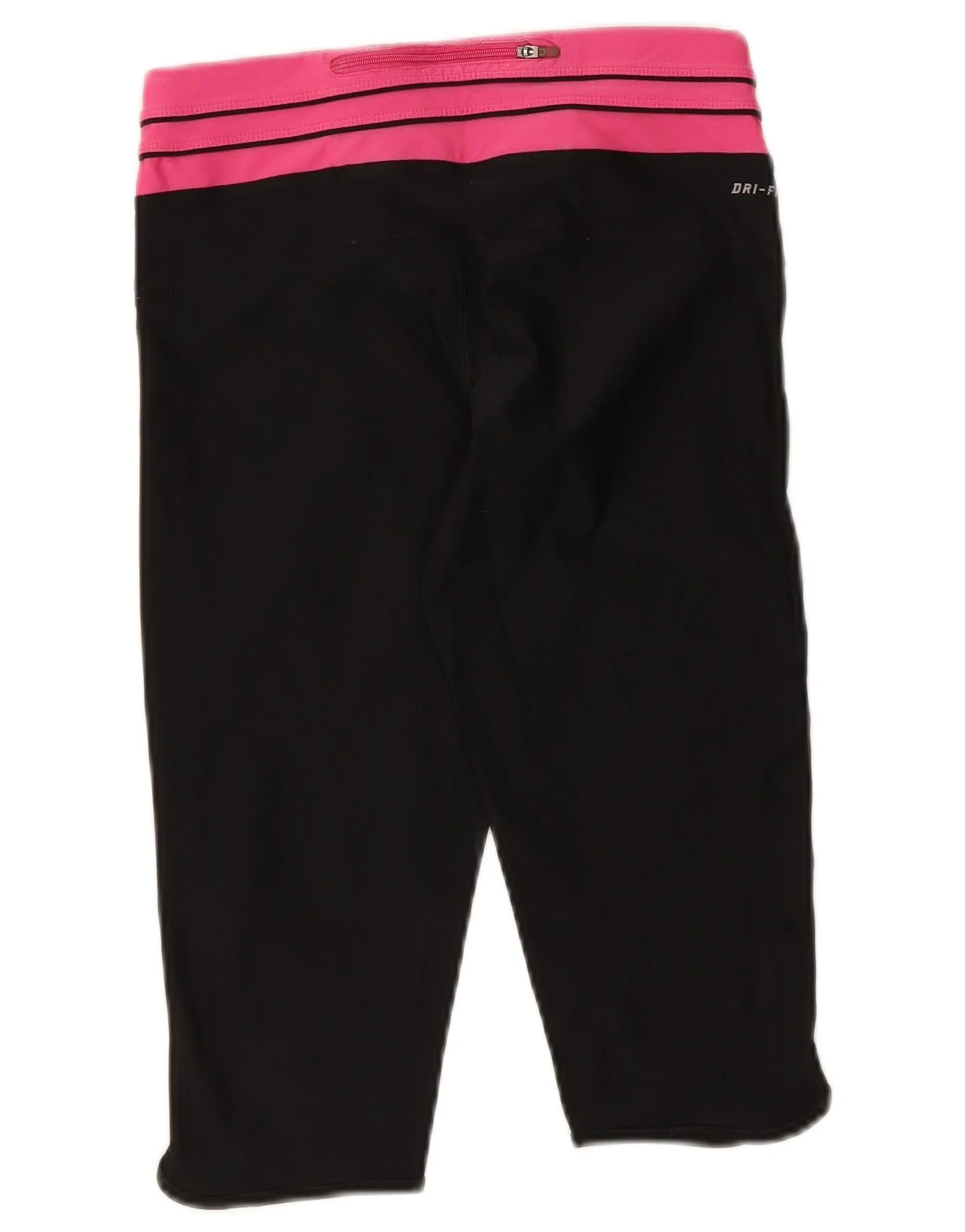 Nike Womens Dri Fit Capri Leggings UK 8 Small Black Colourblock - Image 2