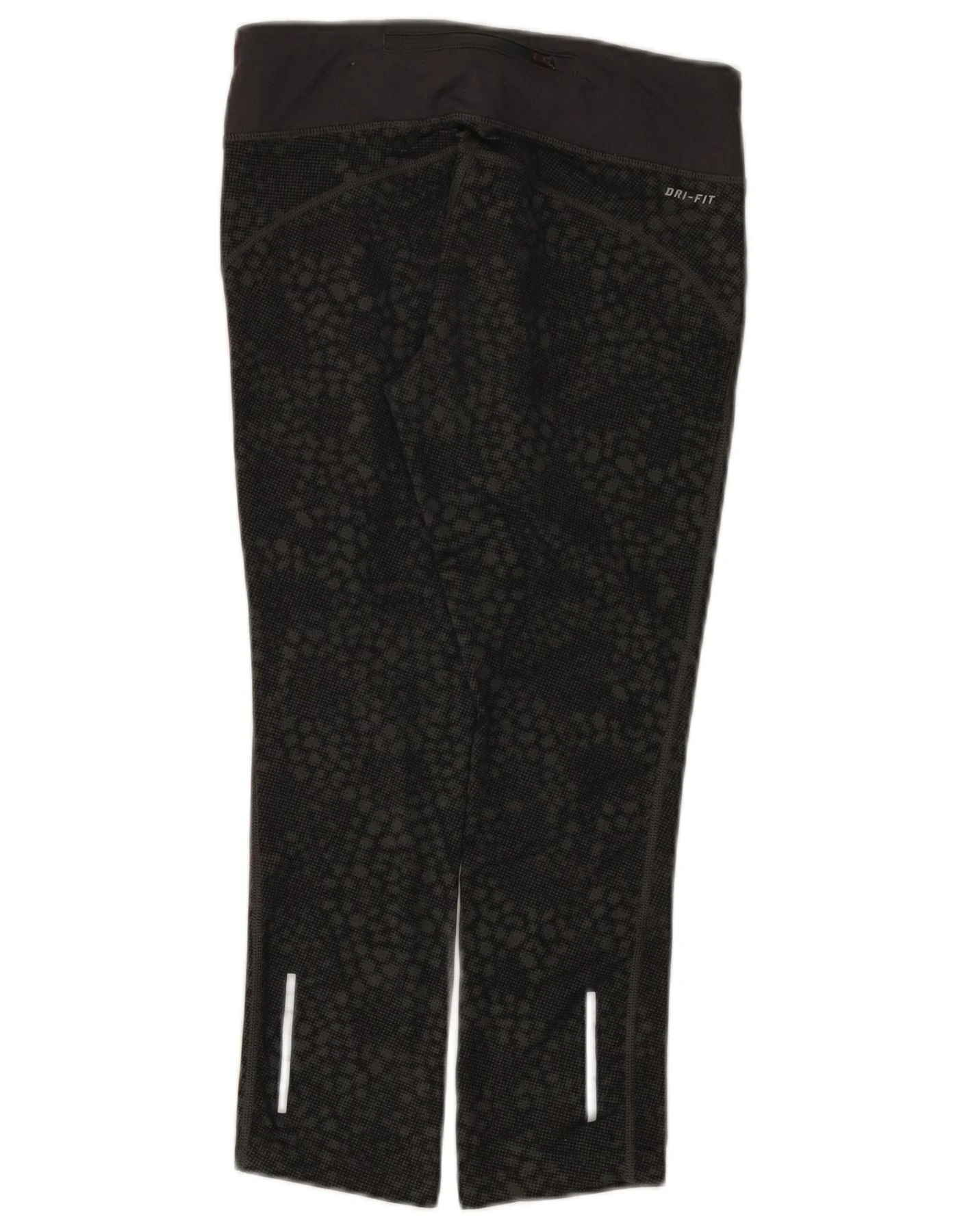 Nike Womens Dri Fit Capri Leggings UK 8 Small Black Geometric Polyester - Image 2