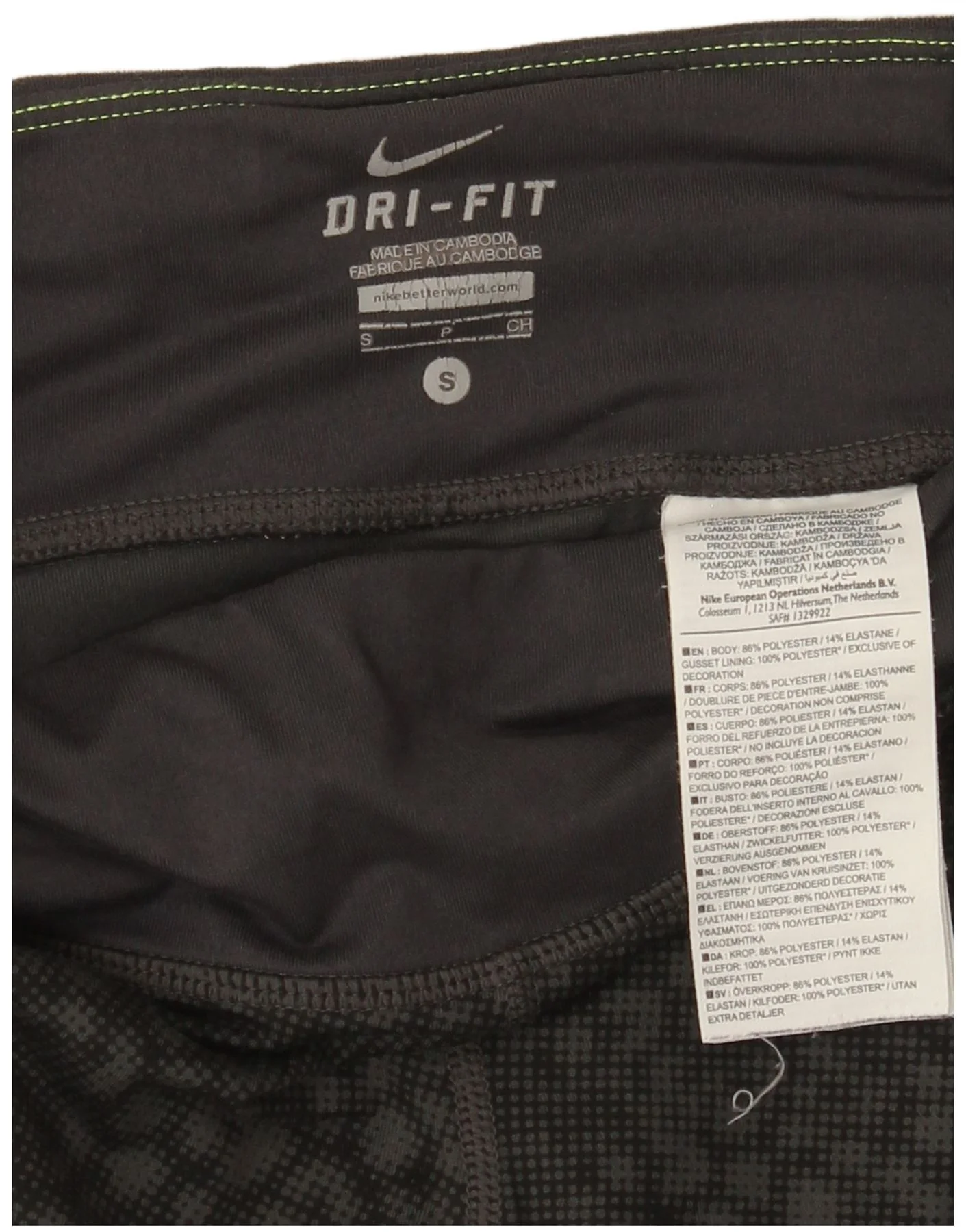 Nike Womens Dri Fit Capri Leggings UK 8 Small Black Geometric Polyester - Image 3