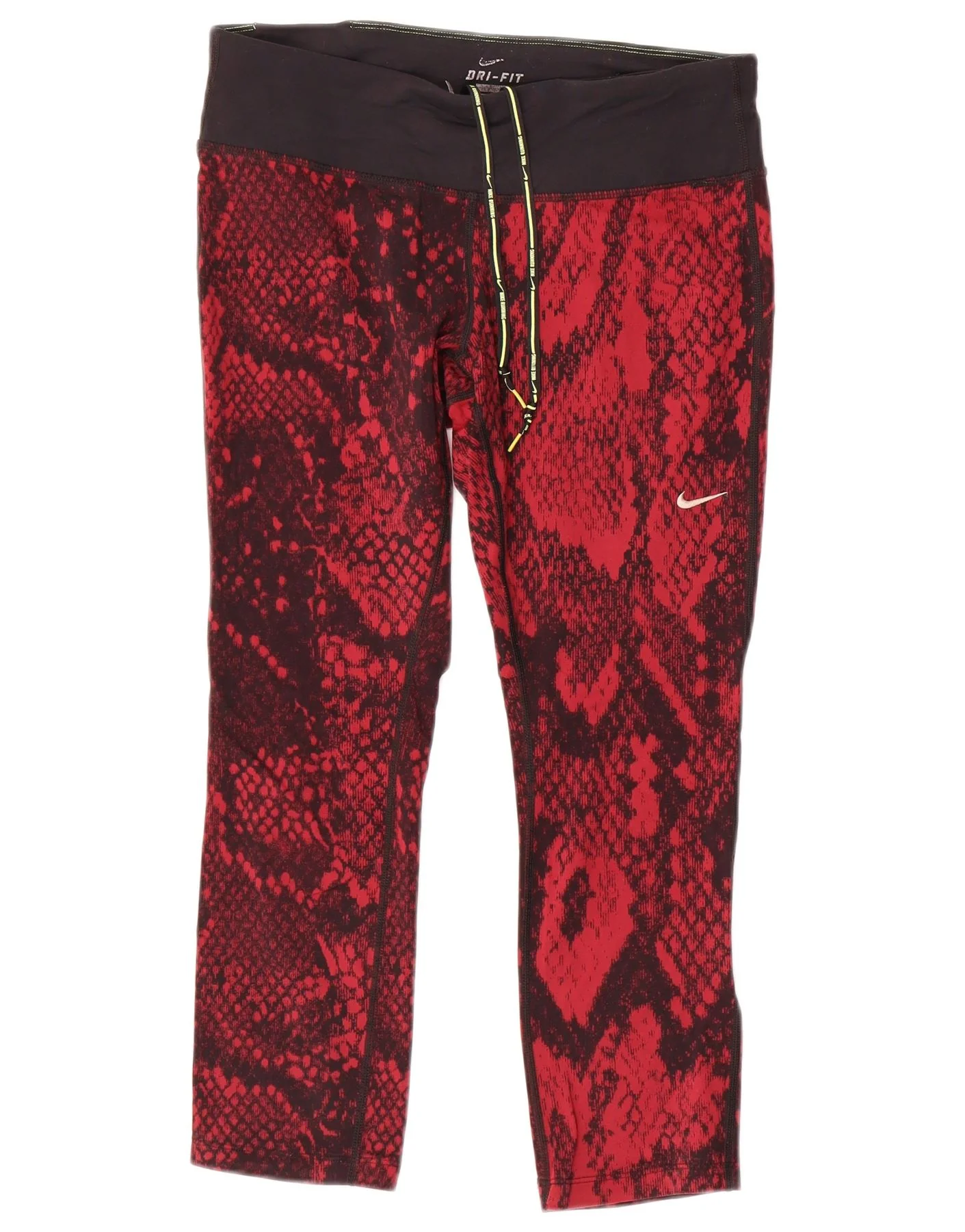 Nike Womens Dri Fit Crop Leggings UK 14 Medium Red Animal Print Nylon